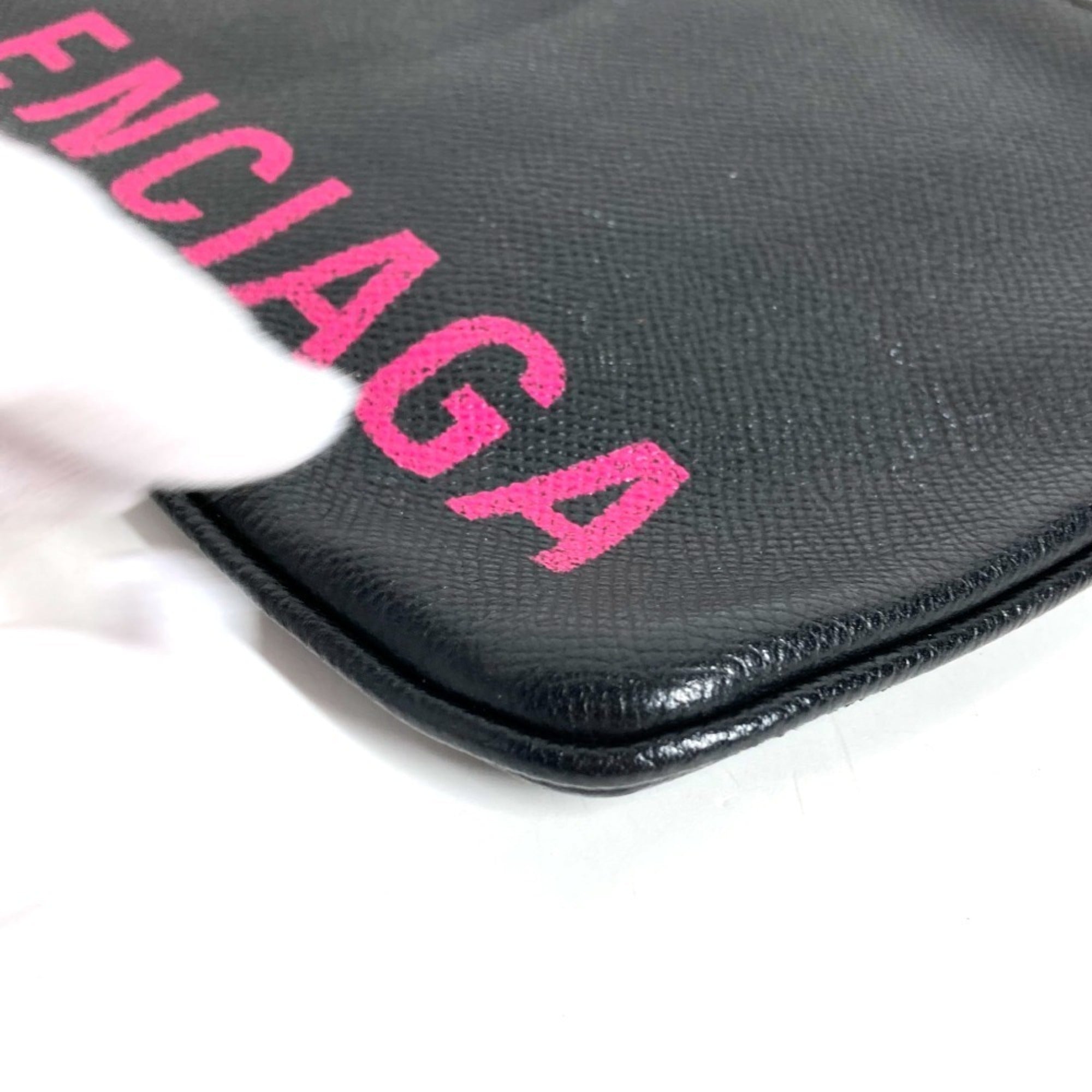 Balenciaga Black Pink Leather Clutch Bag Handbag (Pre-Owned)