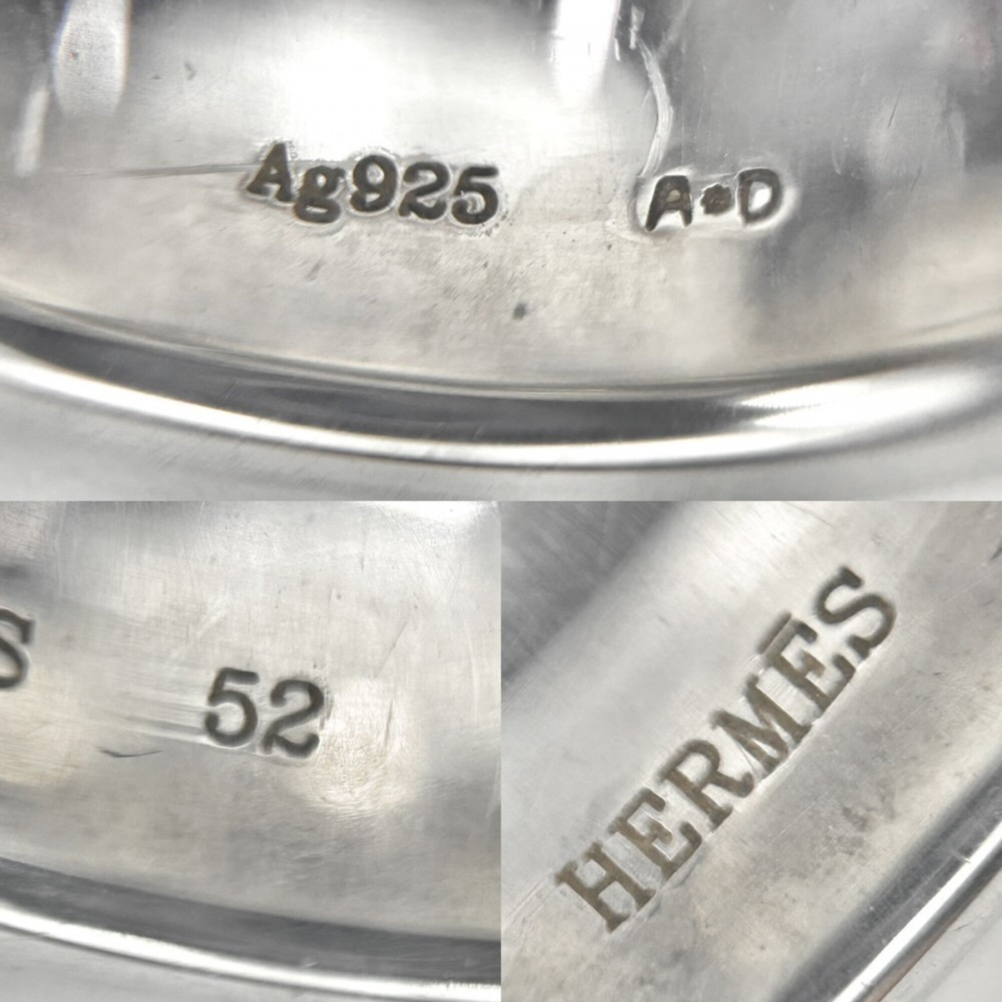 Hermes Silver Silver 925 Band Ring (Pre-Owned)