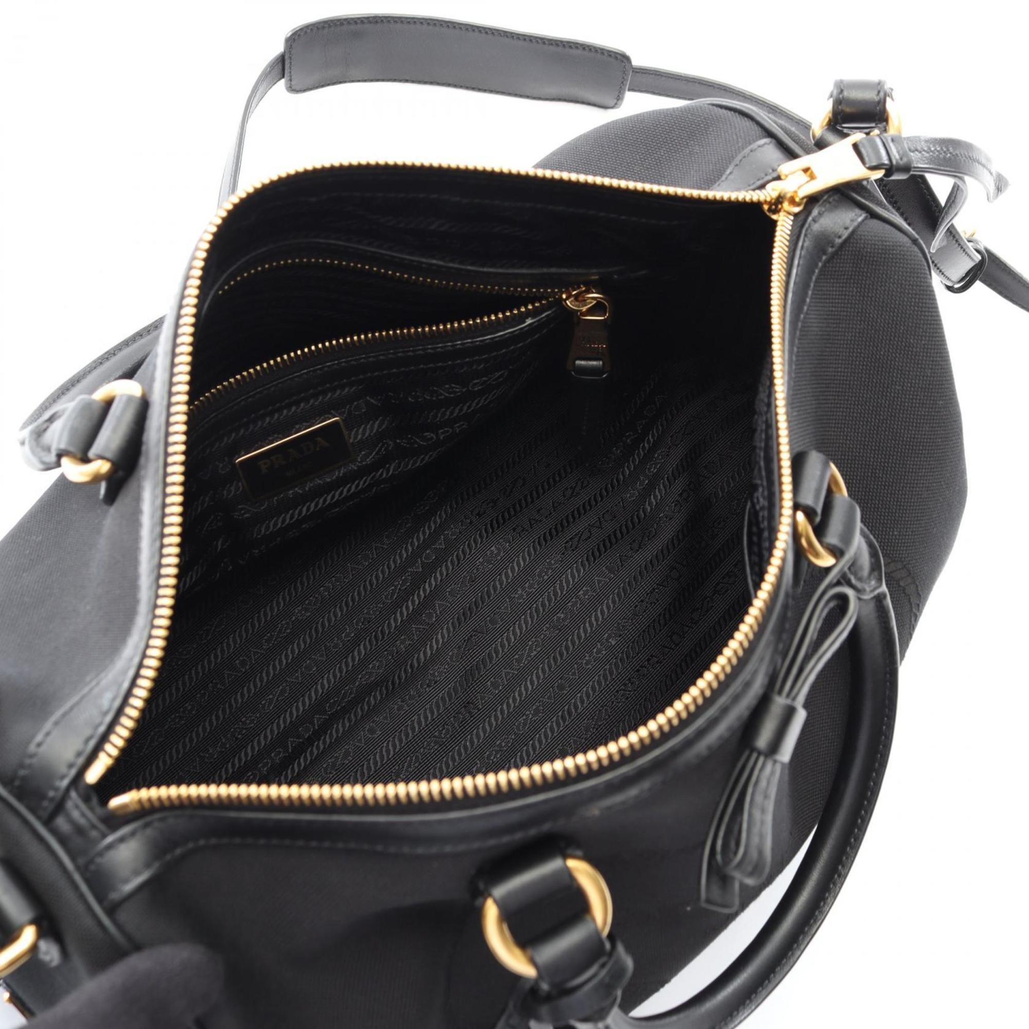 Prada Black Canvas Leather Handbag (Pre-Owned)