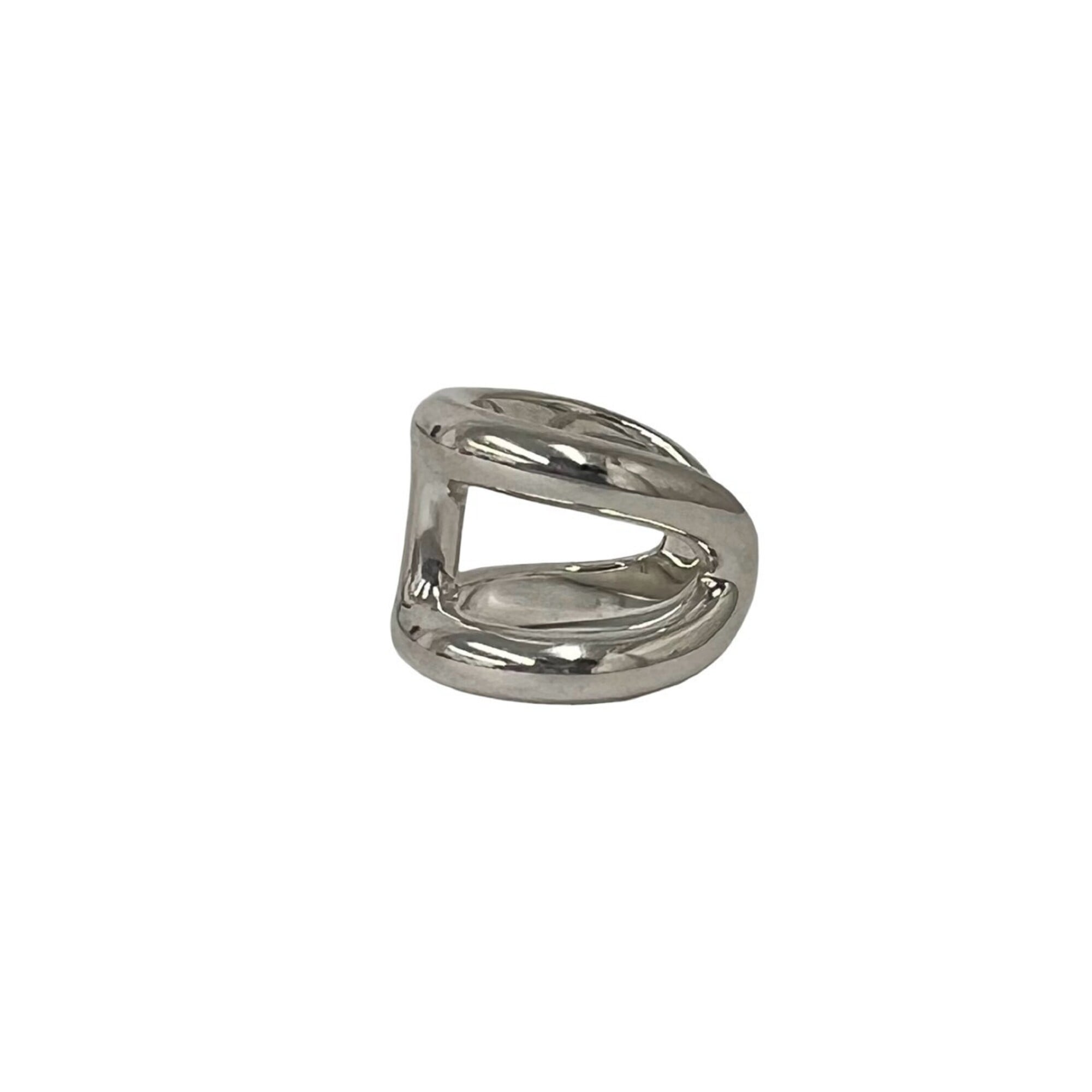 Hermes Silver Silver 925 Band Ring (Pre-Owned)