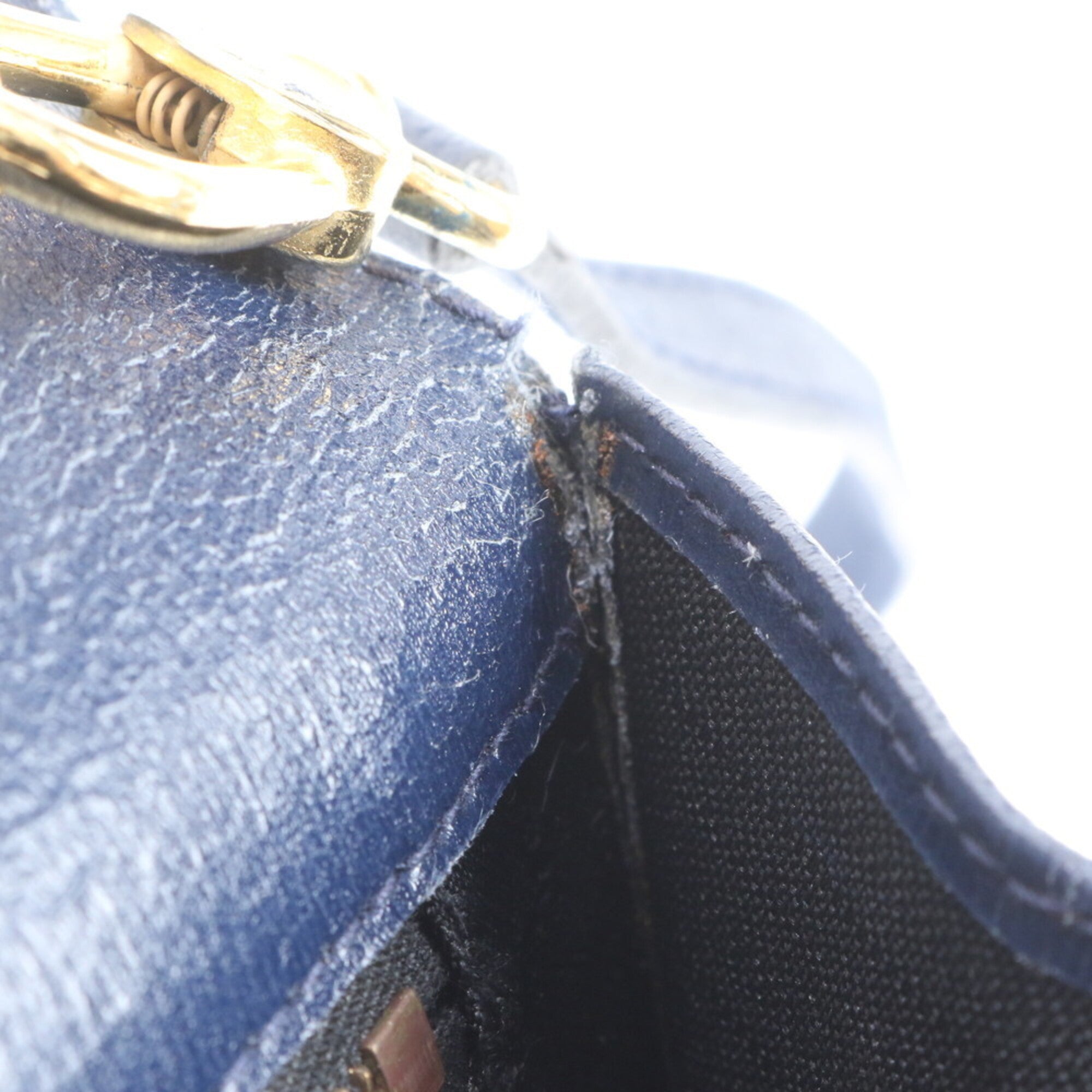 Fendi Navy Leather Clutch Bag Handbag Shoulder Bag Tote Bag (Pre-Owned)
