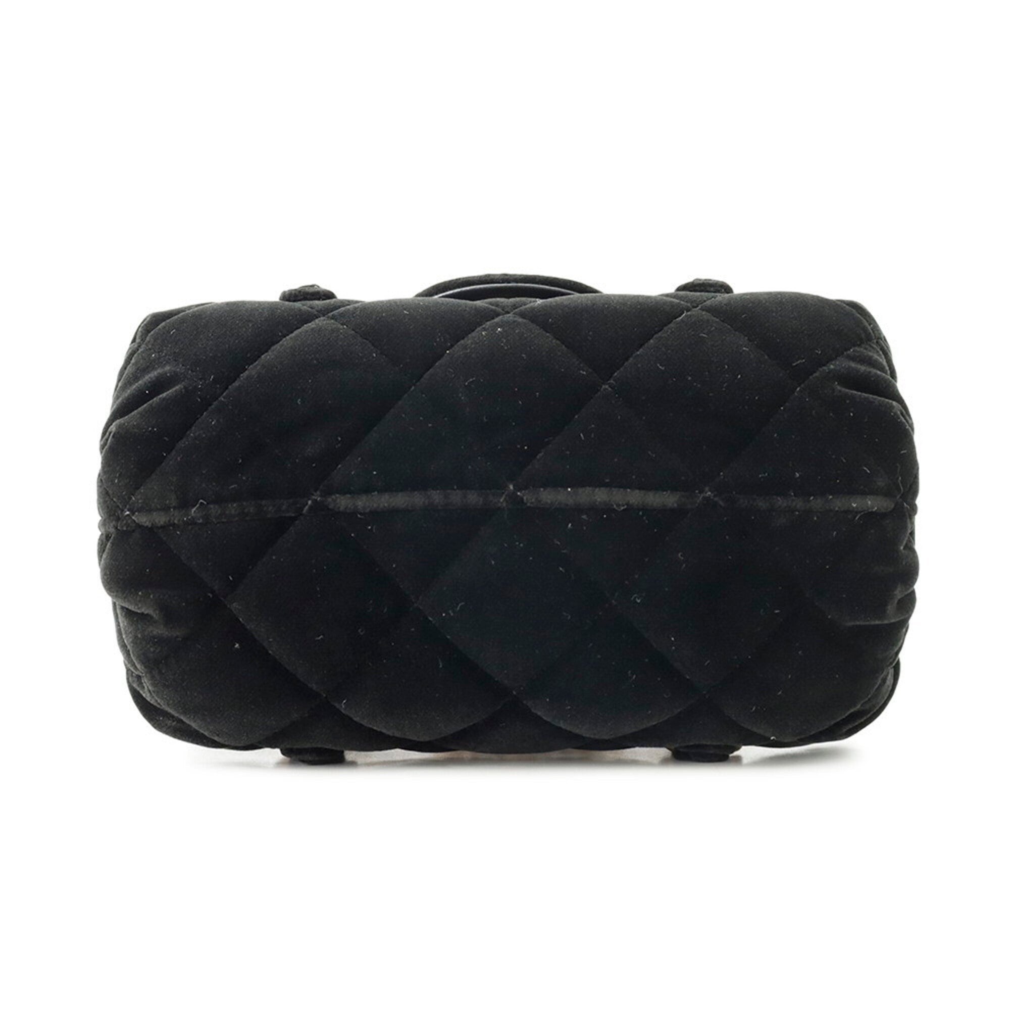 Chanel Black Velvet Handbag Shoulder Bag (Pre-Owned)