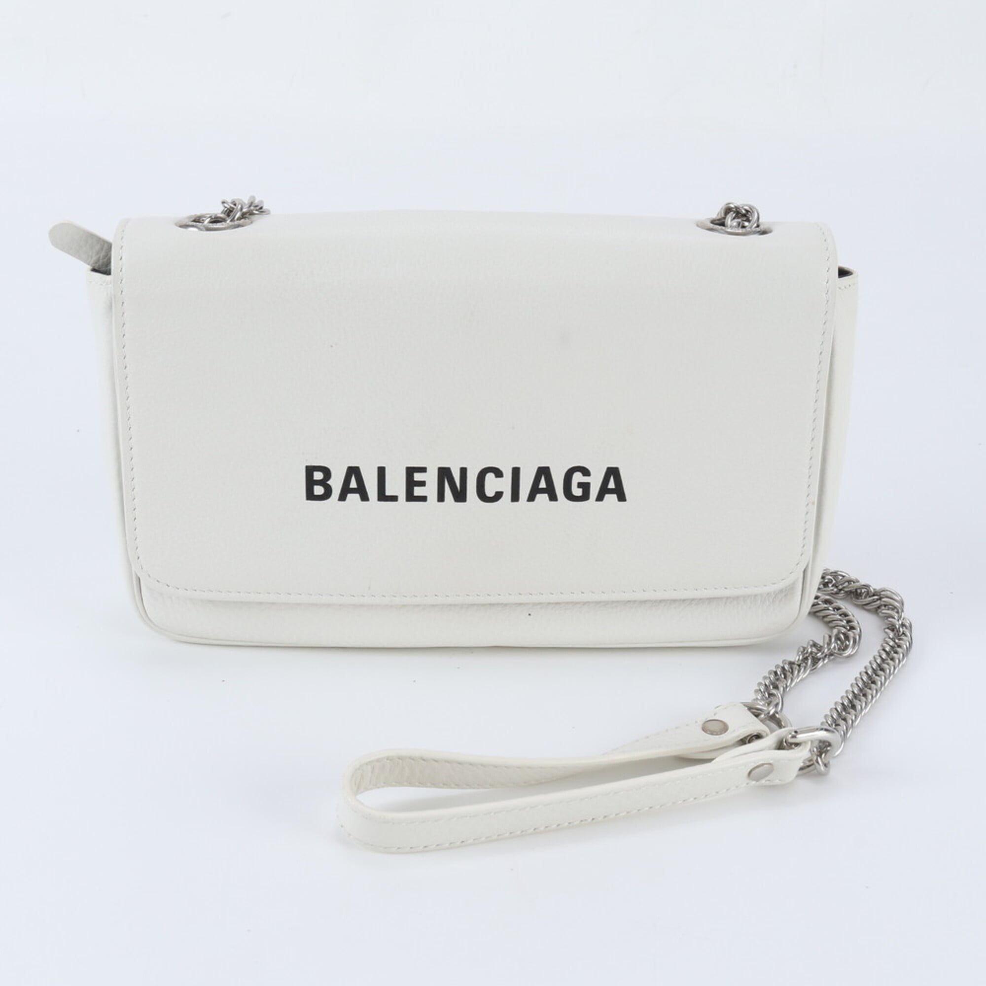 Balenciaga Black White Leather Handbag Shoulder Bag (Pre-Owned)