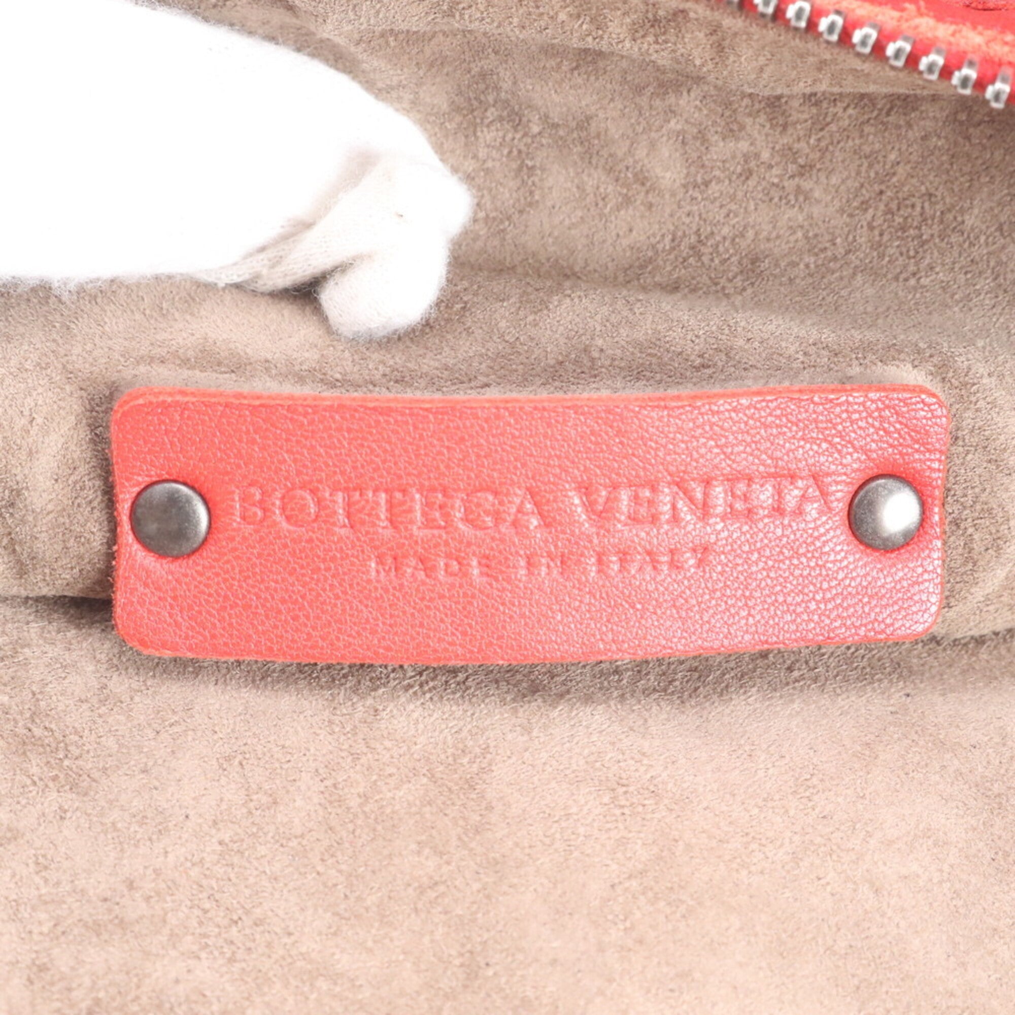 Bottega Veneta Intrecciato Red Color Leather Handbag Shoulder Bag (Pre-Owned)
