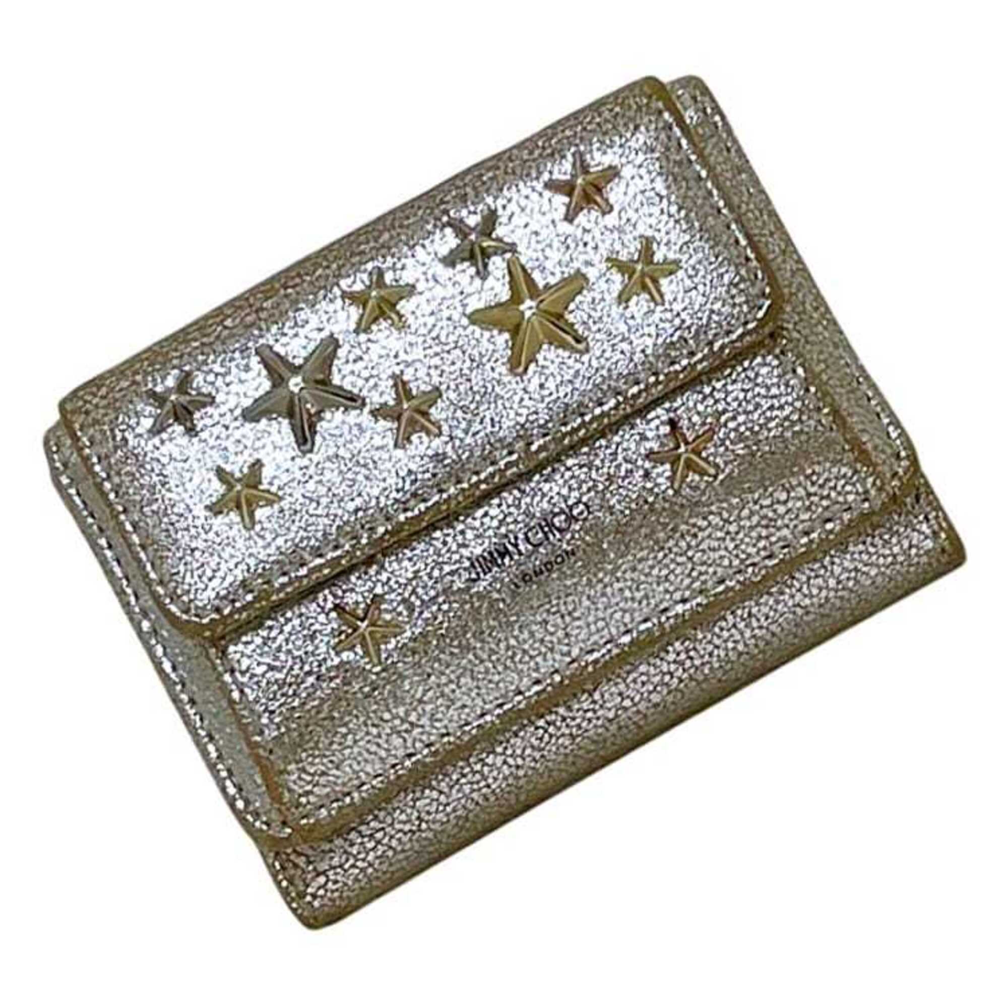 Jimmy Choo Gold Leather Wallet (Tri-Fold) (Pre-Owned)