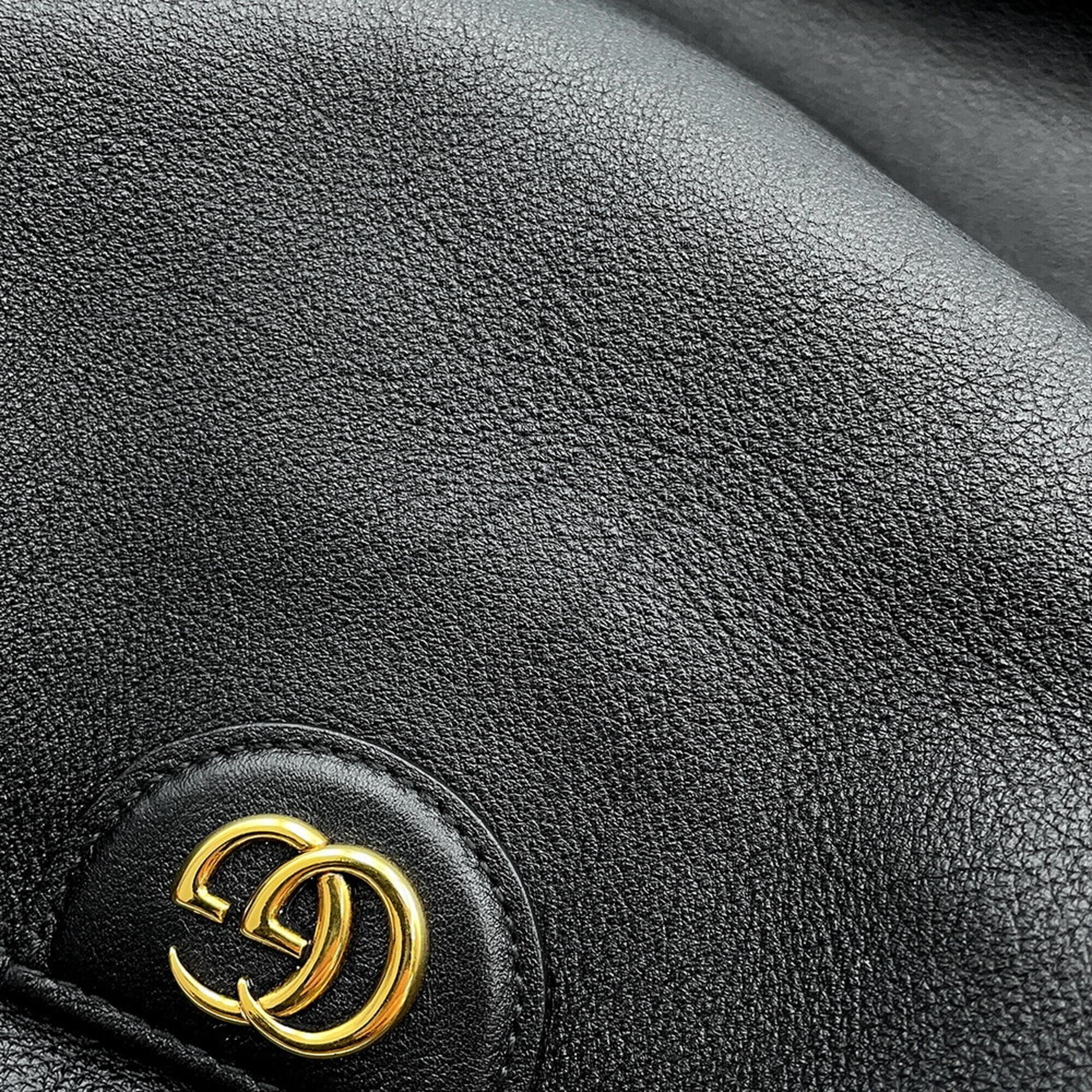 Gucci Black Gray Leather Handbag (Pre-Owned)