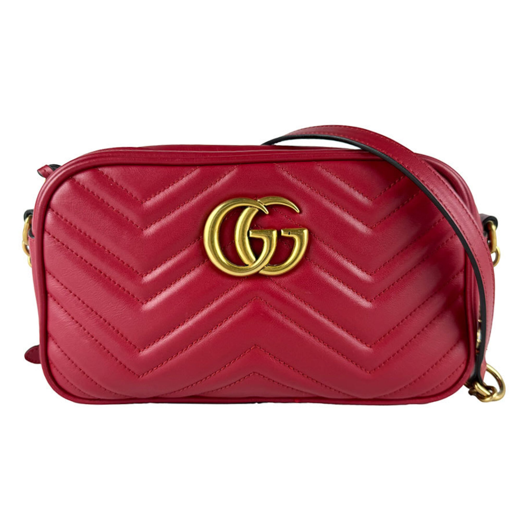 Gucci Red Color Leather Shoulder Bag (Pre-Owned)