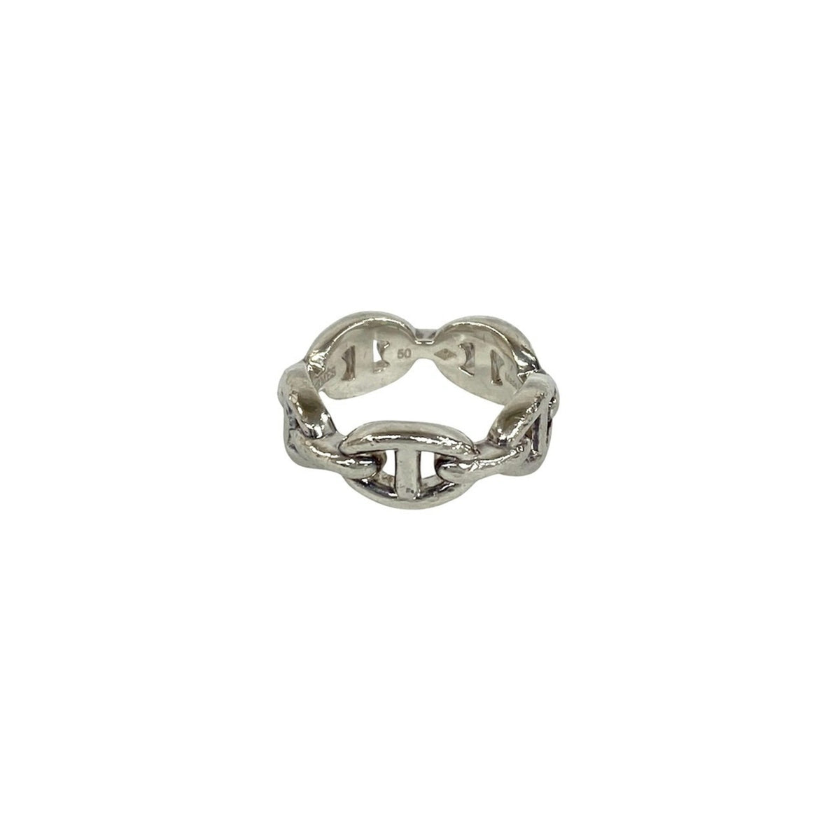 Hermes Silver Silver 925 Band Ring (Pre-Owned)