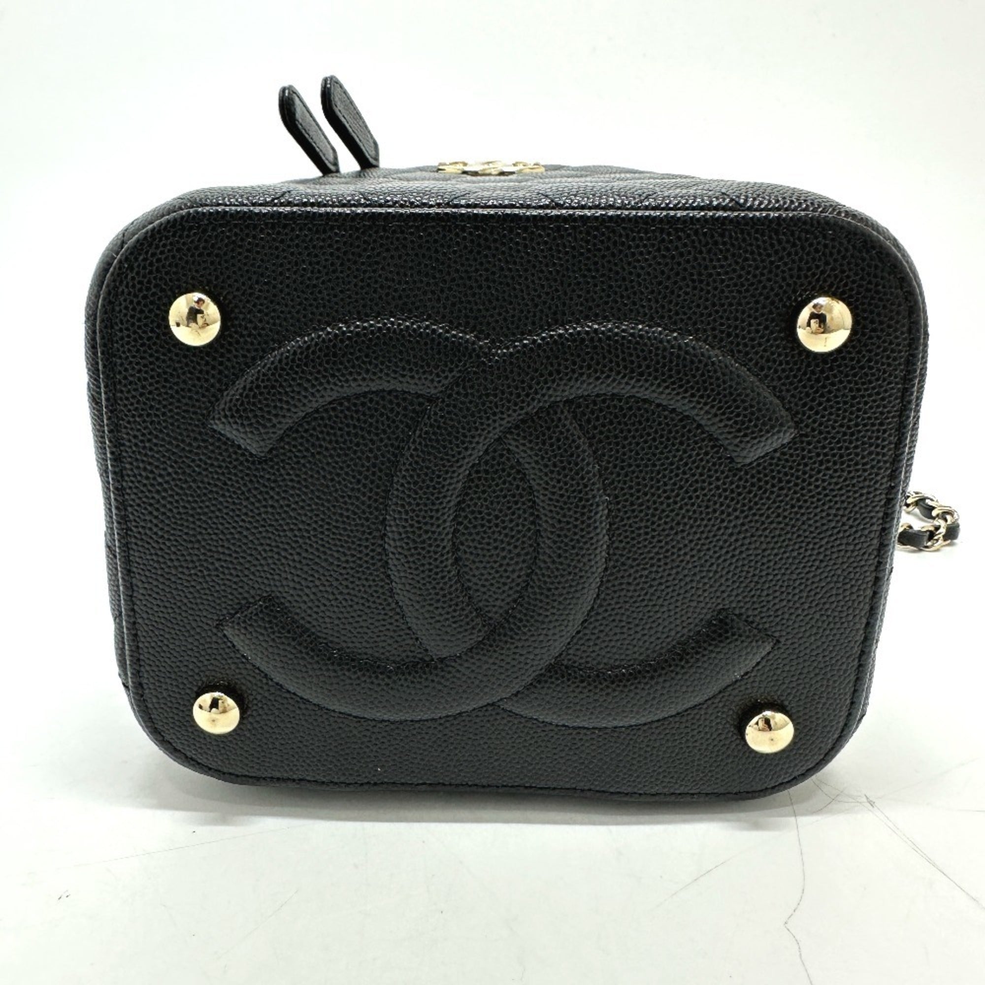 Chanel Matelasse Black Caviar Leather Handbag Shoulder Bag Vanity Bag (Pre-Owned)
