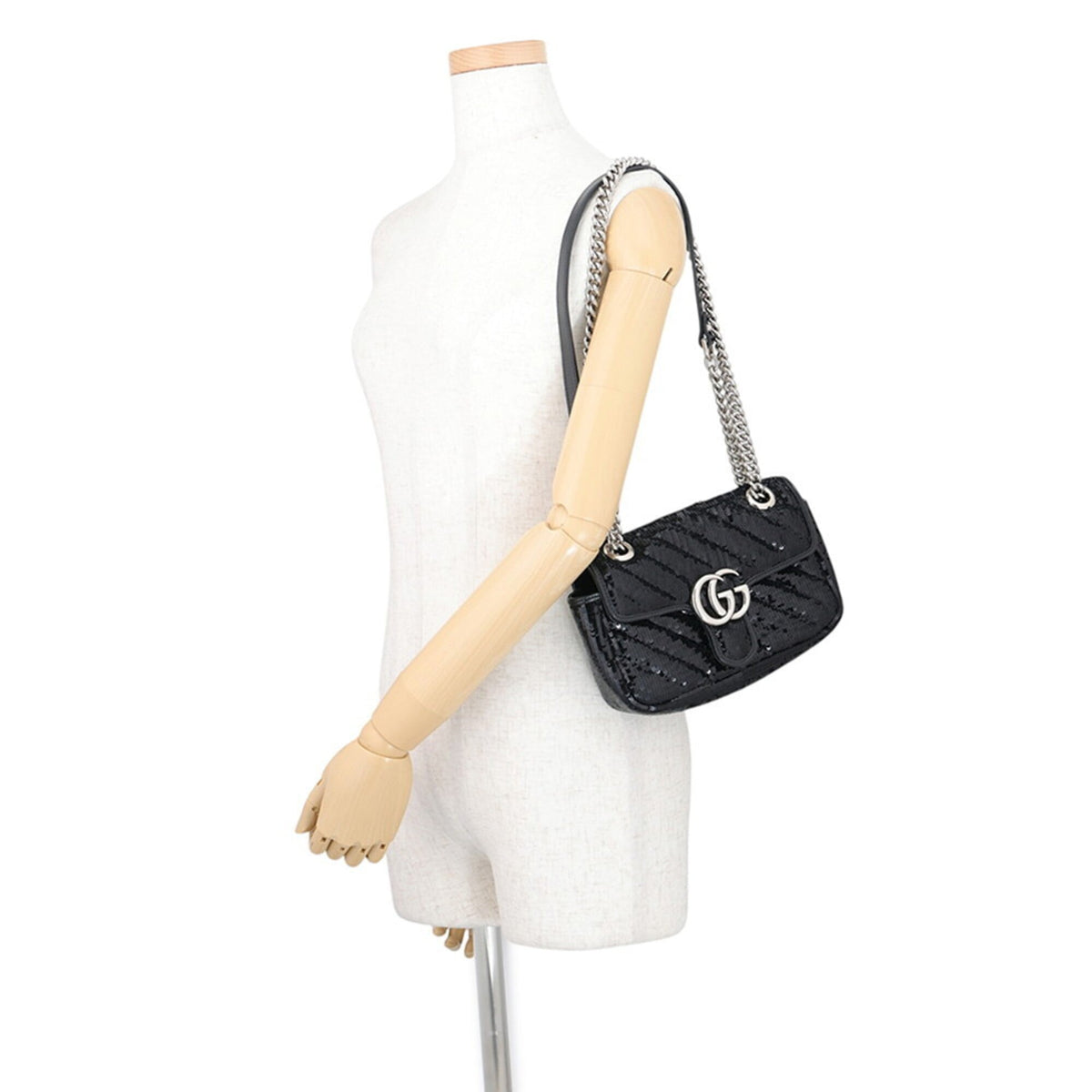 Gucci Black Spangles Leather Shoulder Bag (Pre-Owned)
