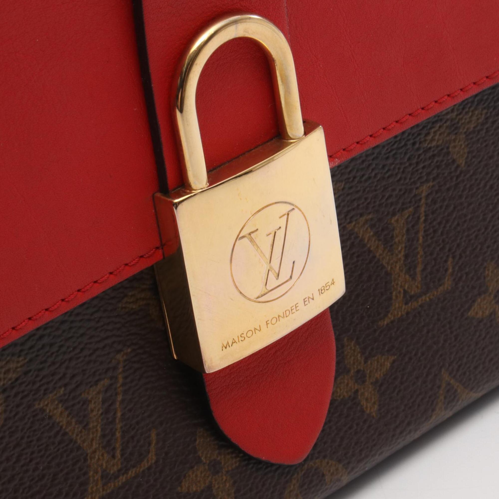 Louis Vuitton Brown Coquelicots Monogram Red Color Monogram Leather Handbag (Pre-Owned)