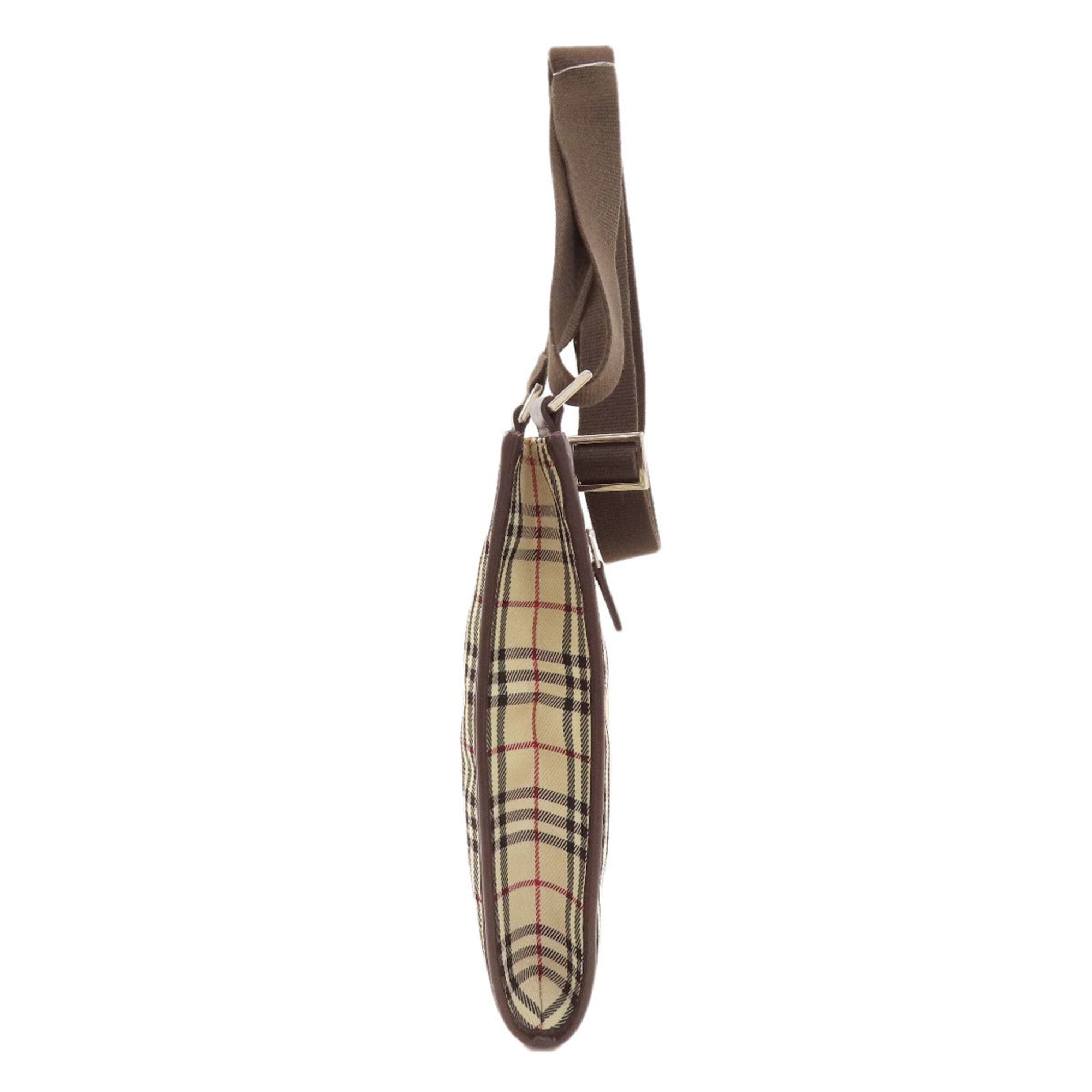 Burberry Beige Brown Canvas Leather Shoulder Bag (Pre-Owned)