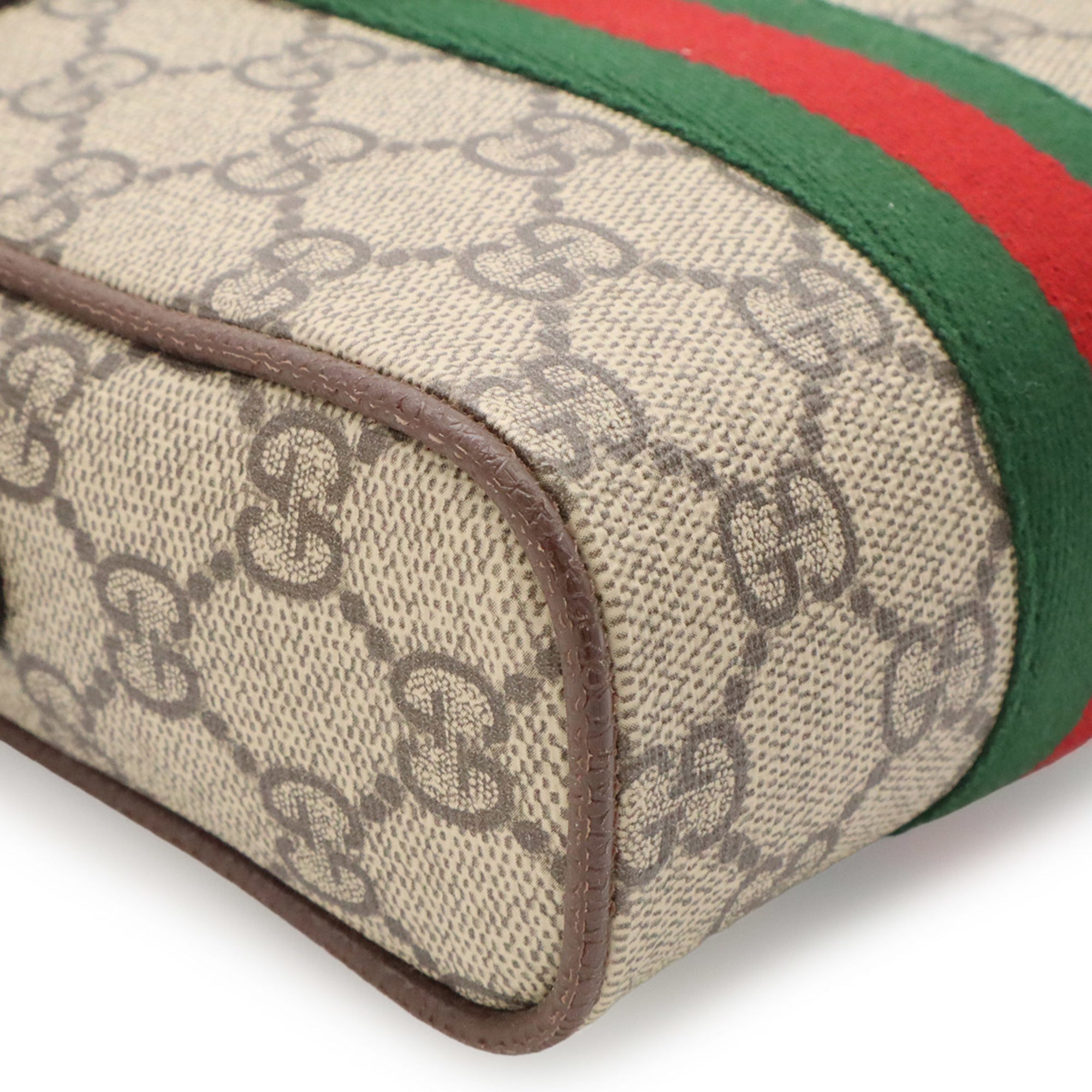 Gucci Beige Brown Green Red Color Yellow Gg Supreme Handbag Pochette Shoulder Bag (Pre-Owned)