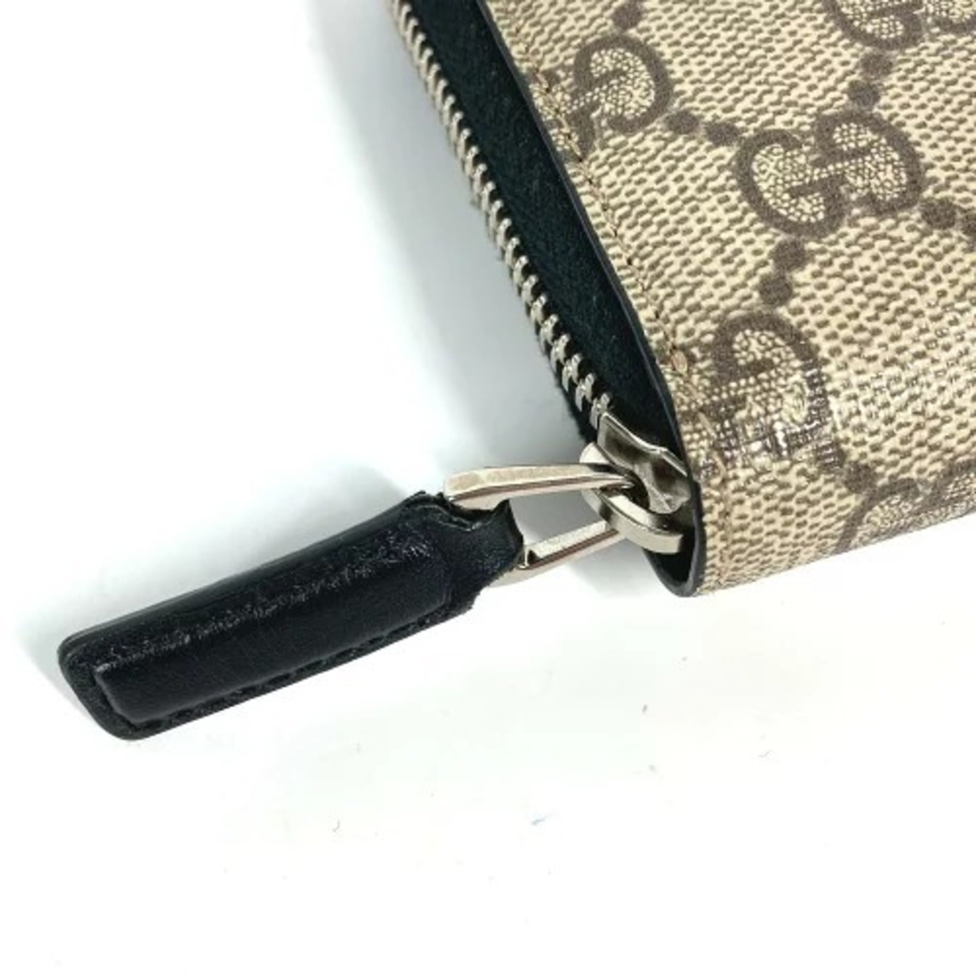 Gucci Beige Black Pvc Leather Long Wallet (Bi-Fold) (Pre-Owned)