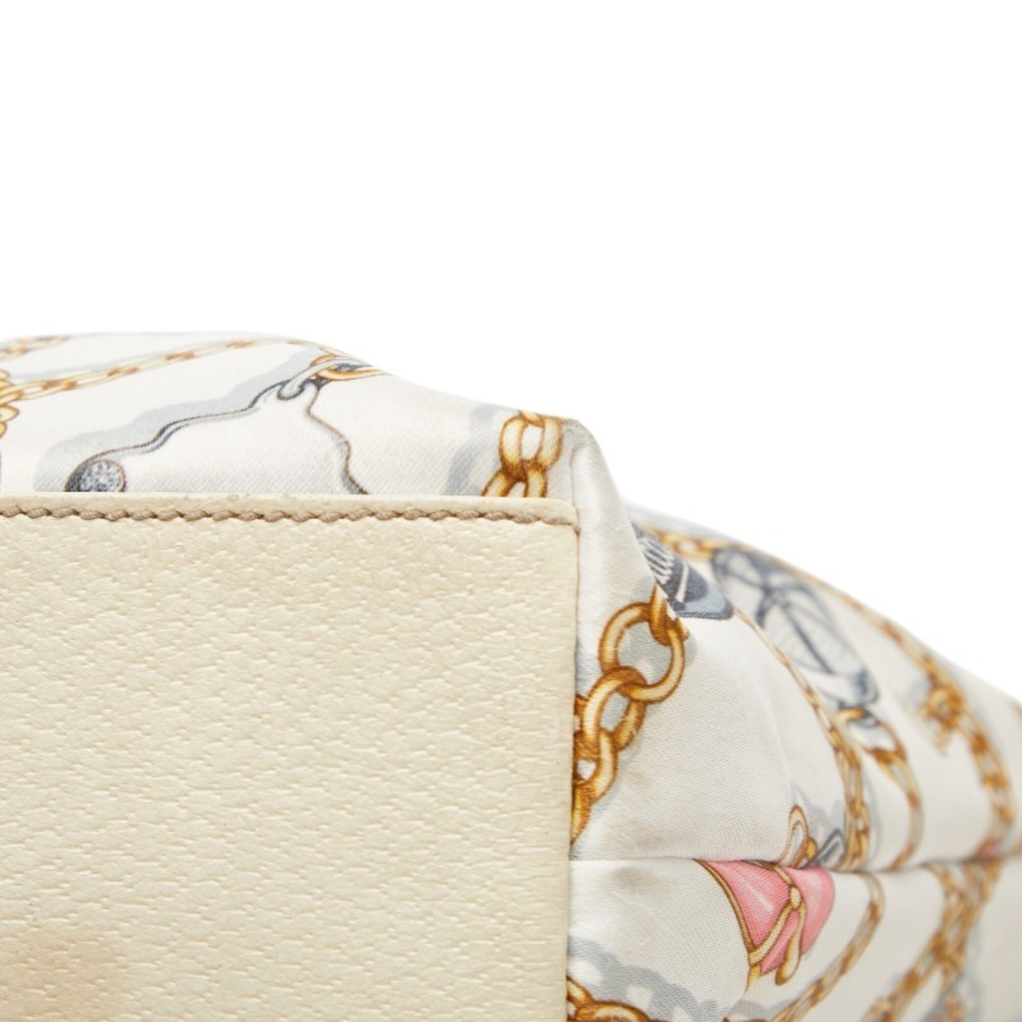 Gucci Multi-Color White Nylon Leather Handbag Tote Bag (Pre-Owned)