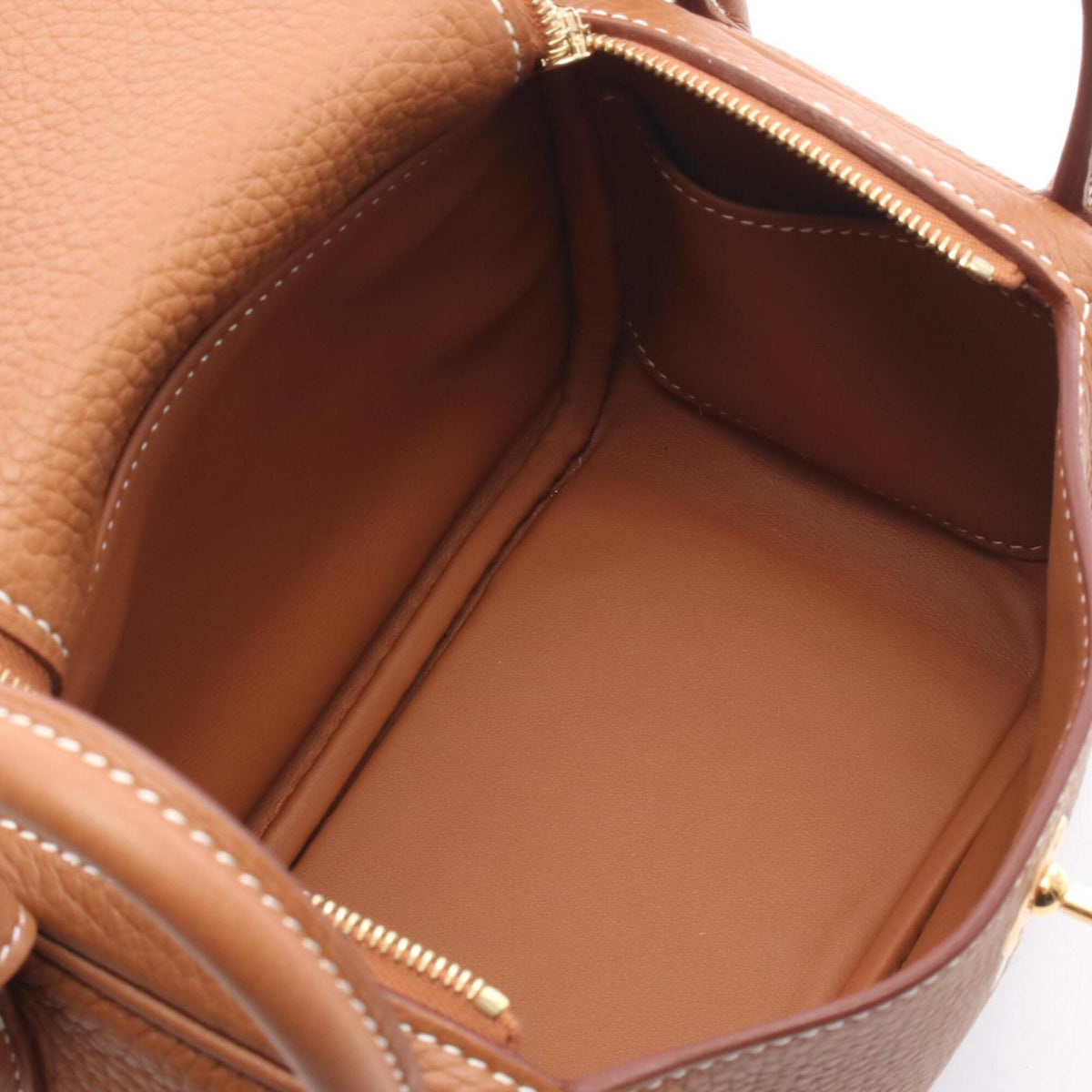 Hermes Brown Gold Taurillon Clemence Leather Leather Handbag Shoulder Bag (Pre-Owned)