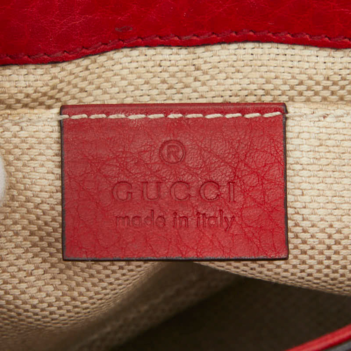 Gucci Red Color Leather Shoulder Bag (Pre-Owned)