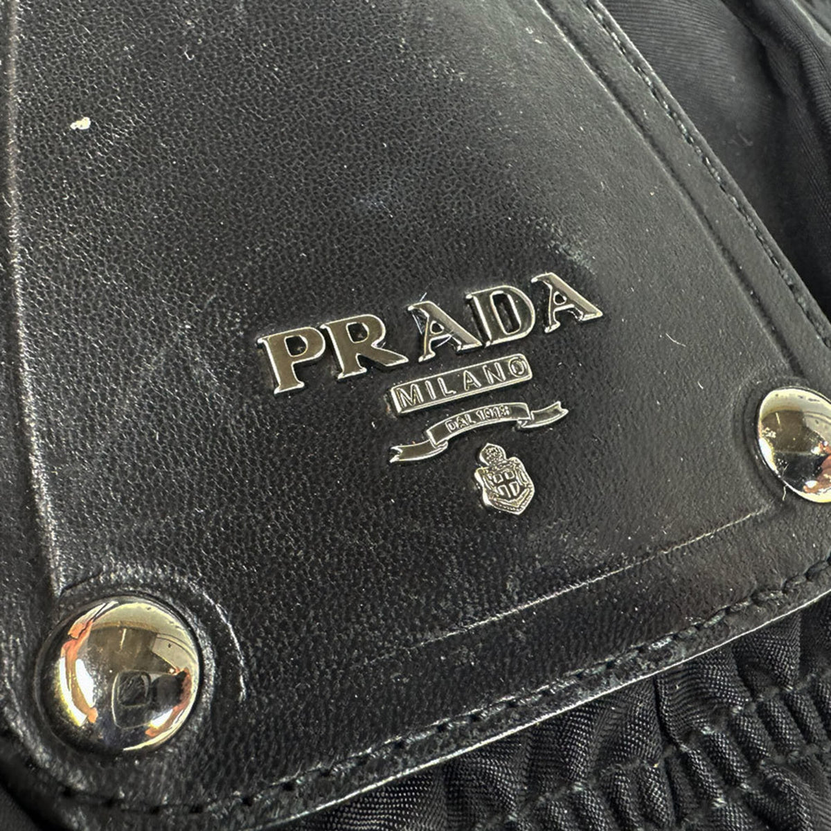 Prada Black Nylon Leather Handbag (Pre-Owned)