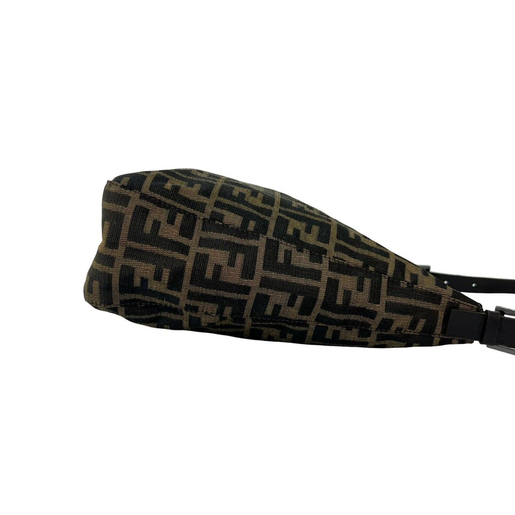 Fendi Black Brown Canvas Leather Shoulder Bag Tote Bag (Pre-Owned)