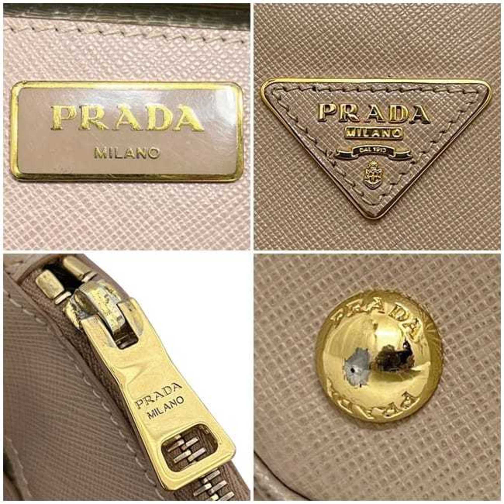 Prada Beige Saffiano Triangle Handbag Shoulder Bag (Pre-Owned)