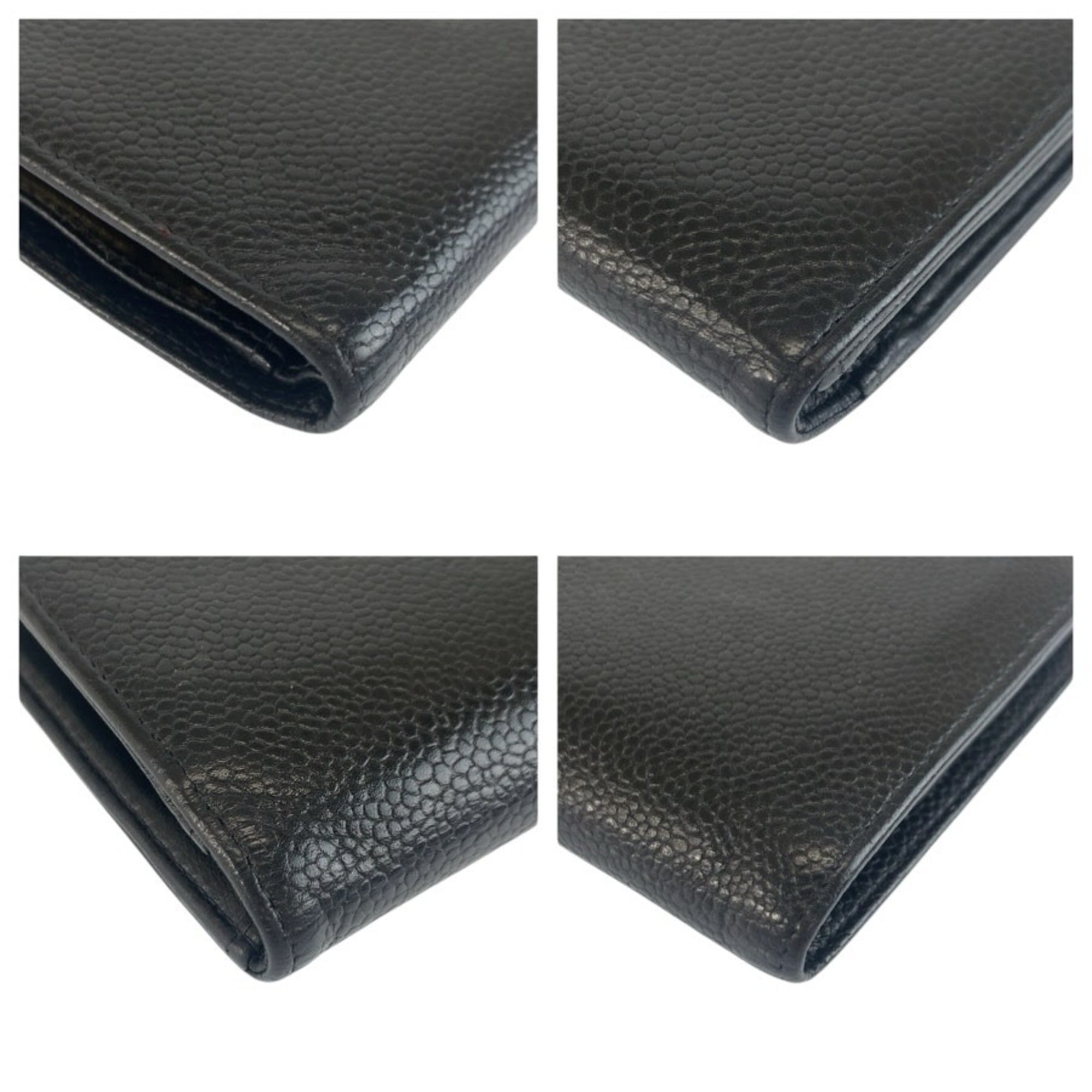 Chanel Black Leather Long Wallet (Bi-Fold) (Pre-Owned)