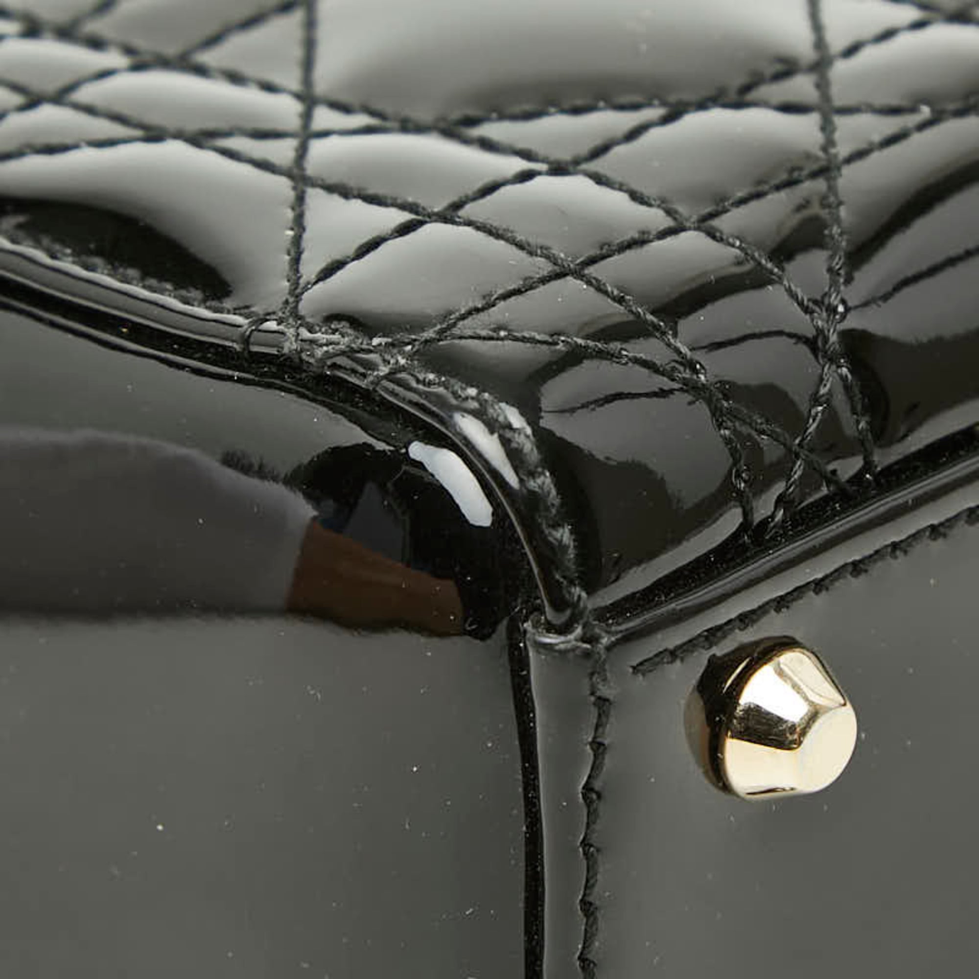 Christian Dior Black Patent Leather Handbag Shoulder Bag (Pre-Owned)