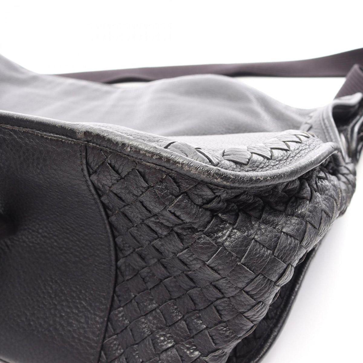 Bottega Veneta Black Leather Handbag Shoulder Bag (Pre-Owned)