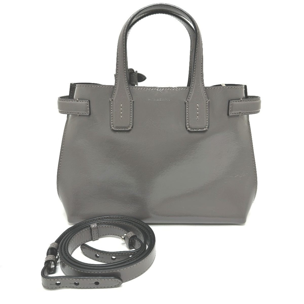 Burberry Gray Elastane Leather Handbag Shoulder Bag (Pre-Owned)