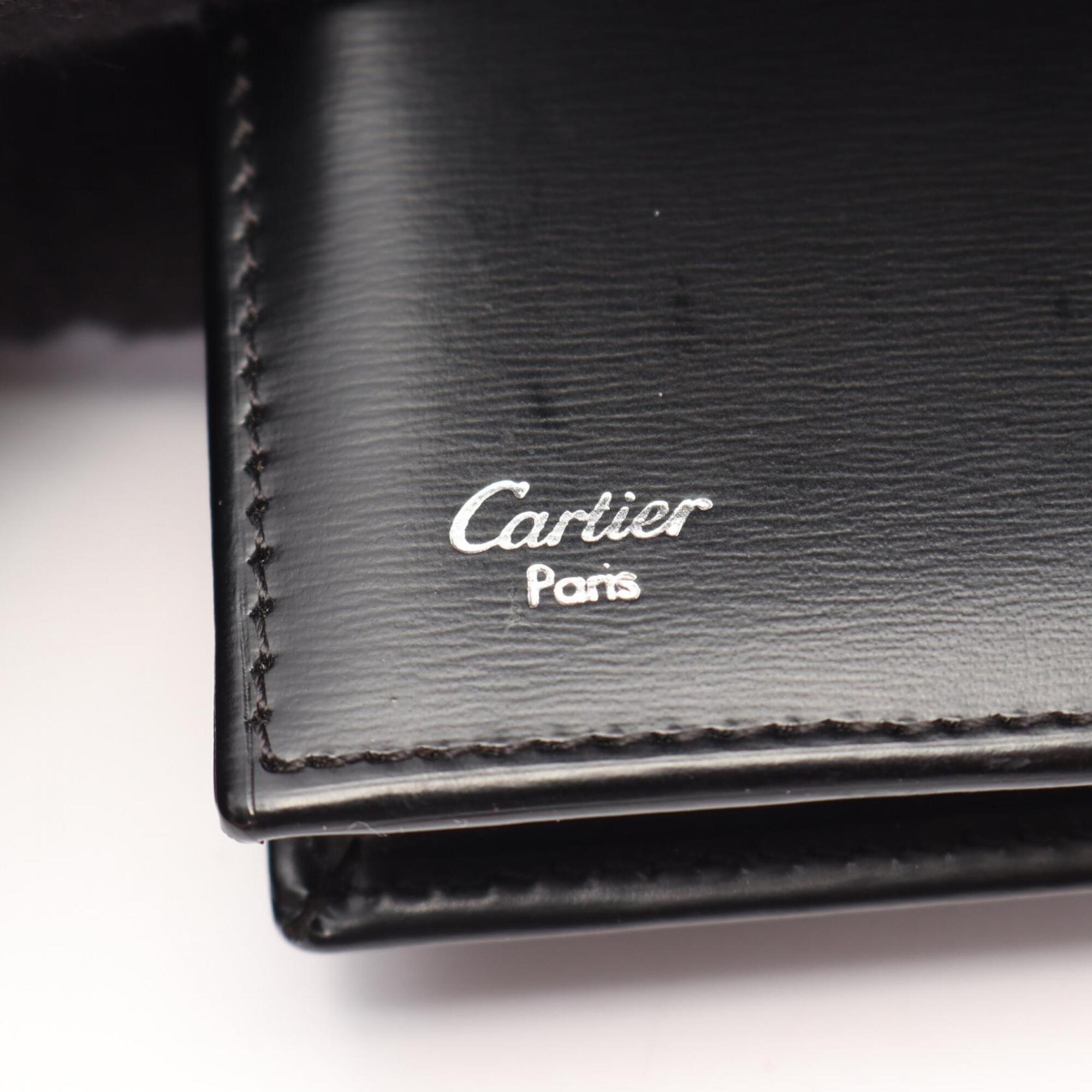 Cartier Black Leather Long Wallet (Bi-Fold) (Pre-Owned)