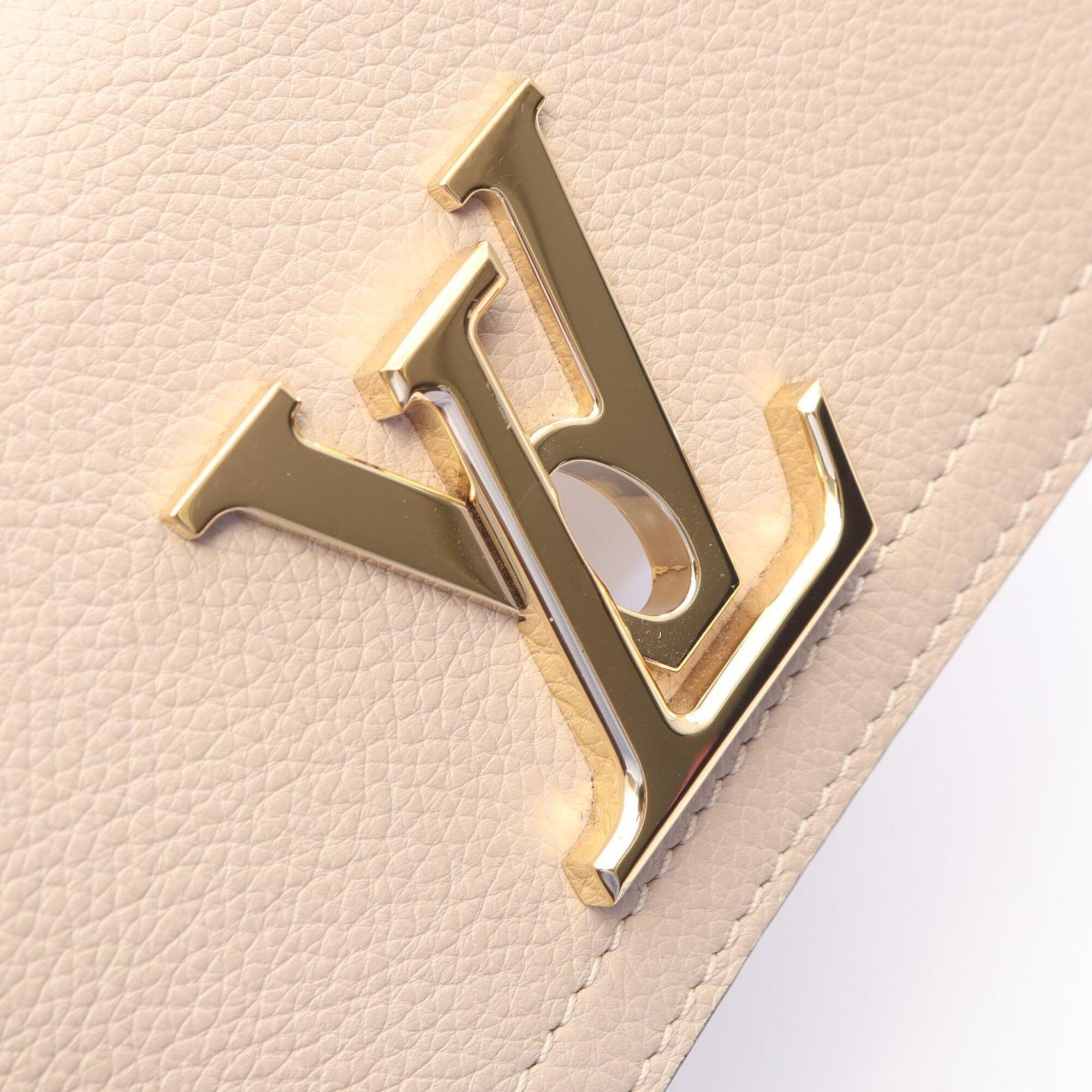 Louis Vuitton Beige Grayish White Leather Handbag (Pre-Owned)