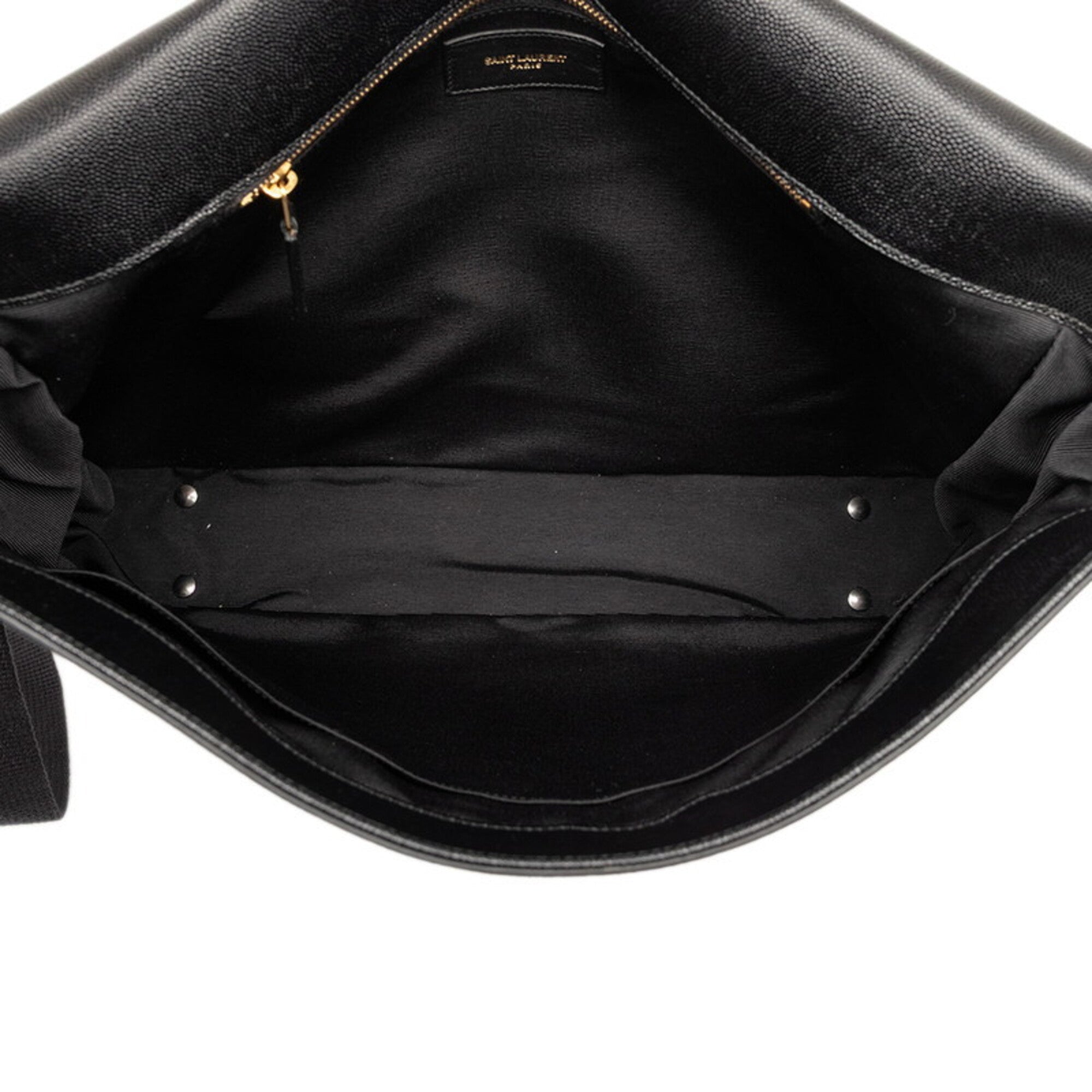Saint Laurent Black Leather Messenger Bag Shoulder Bag (Pre-Owned)