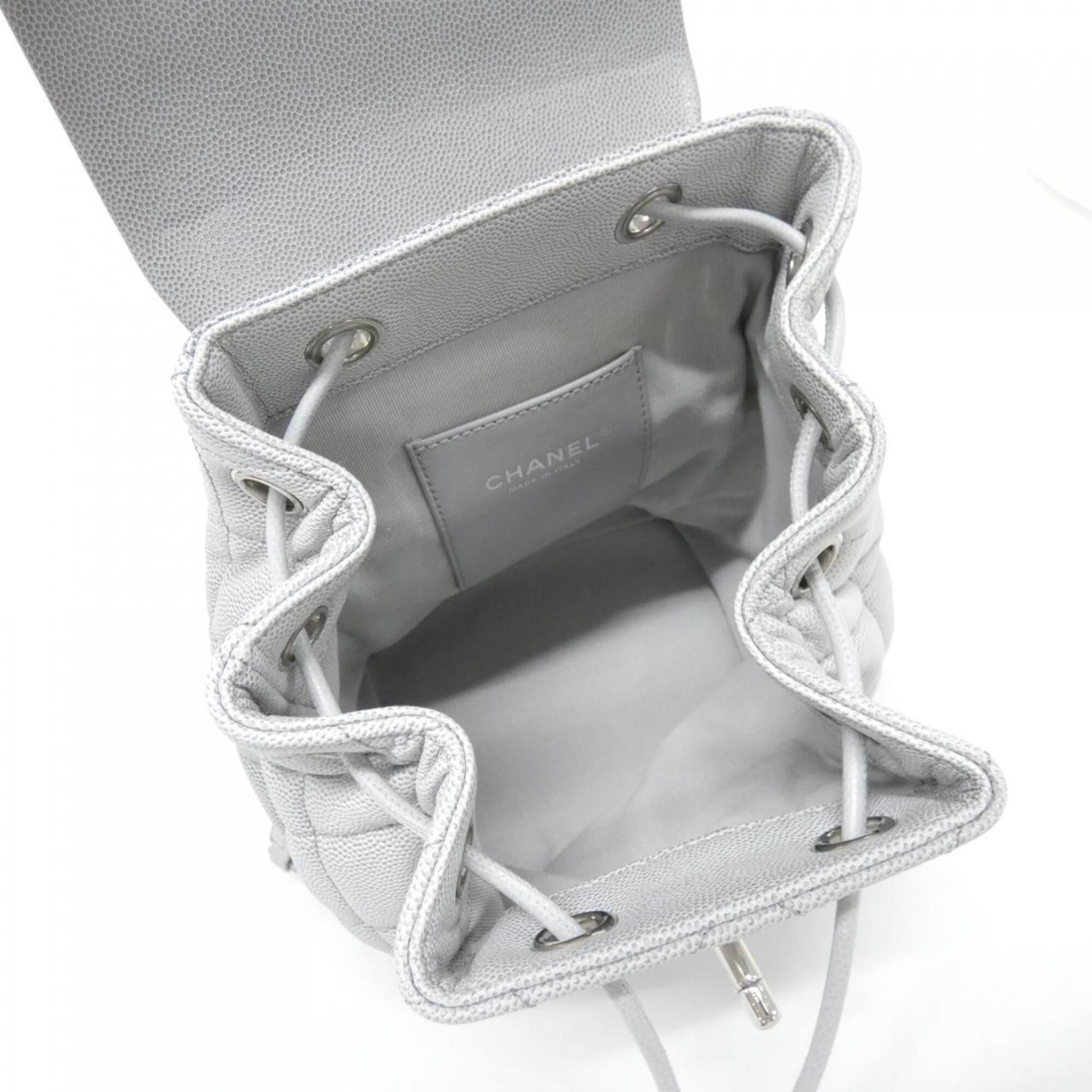 Chanel Gray Grained Calfskin Backpack (Pre-Owned)
