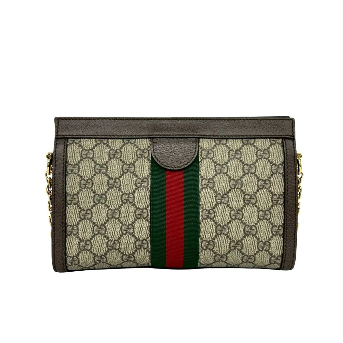 Gucci Brown Green Red Color Leather Pvc Pochette Shoulder Bag (Pre-Owned)