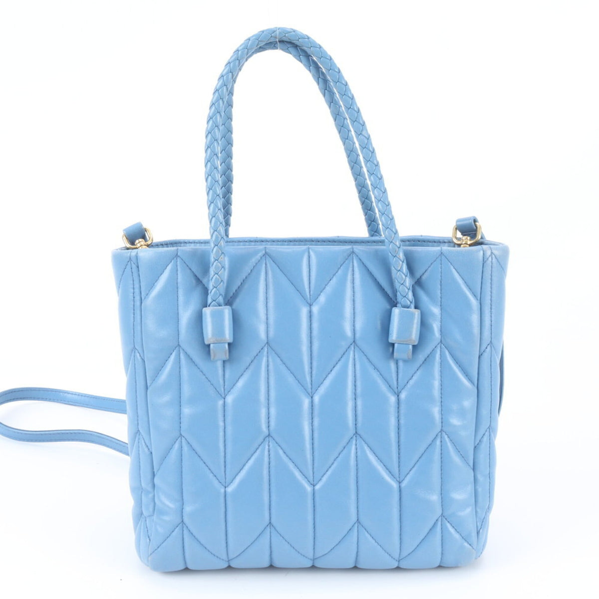 Miu Miu Blue Leather Handbag Shoulder Bag Tote Bag (Pre-Owned)