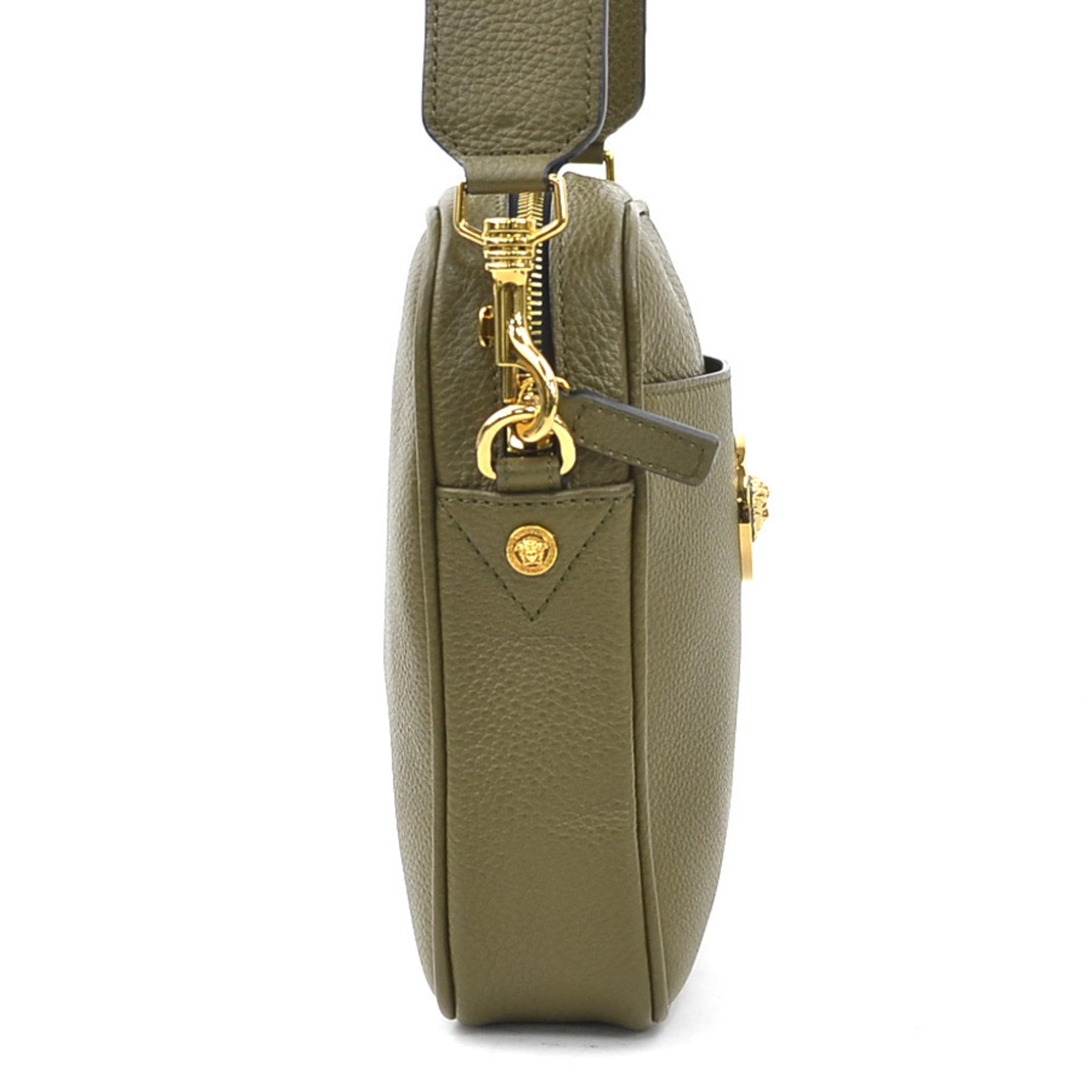Versace Khaki Leather Shoulder Bag (Pre-Owned)