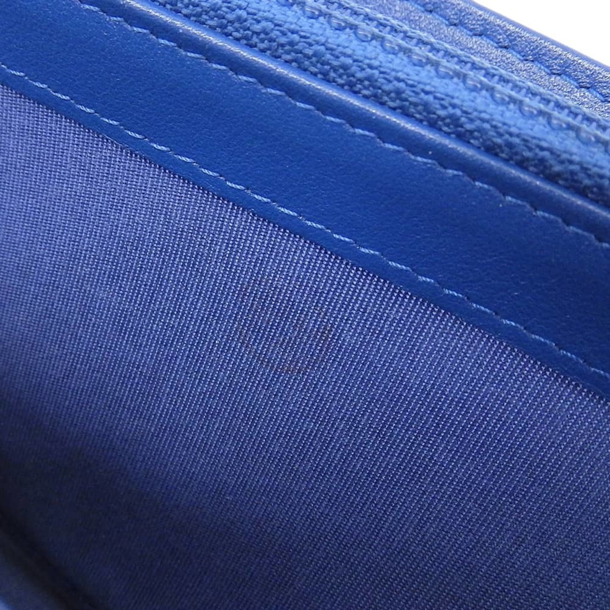 Chanel Blue Leather Long Wallet (Bi-Fold) (Pre-Owned)