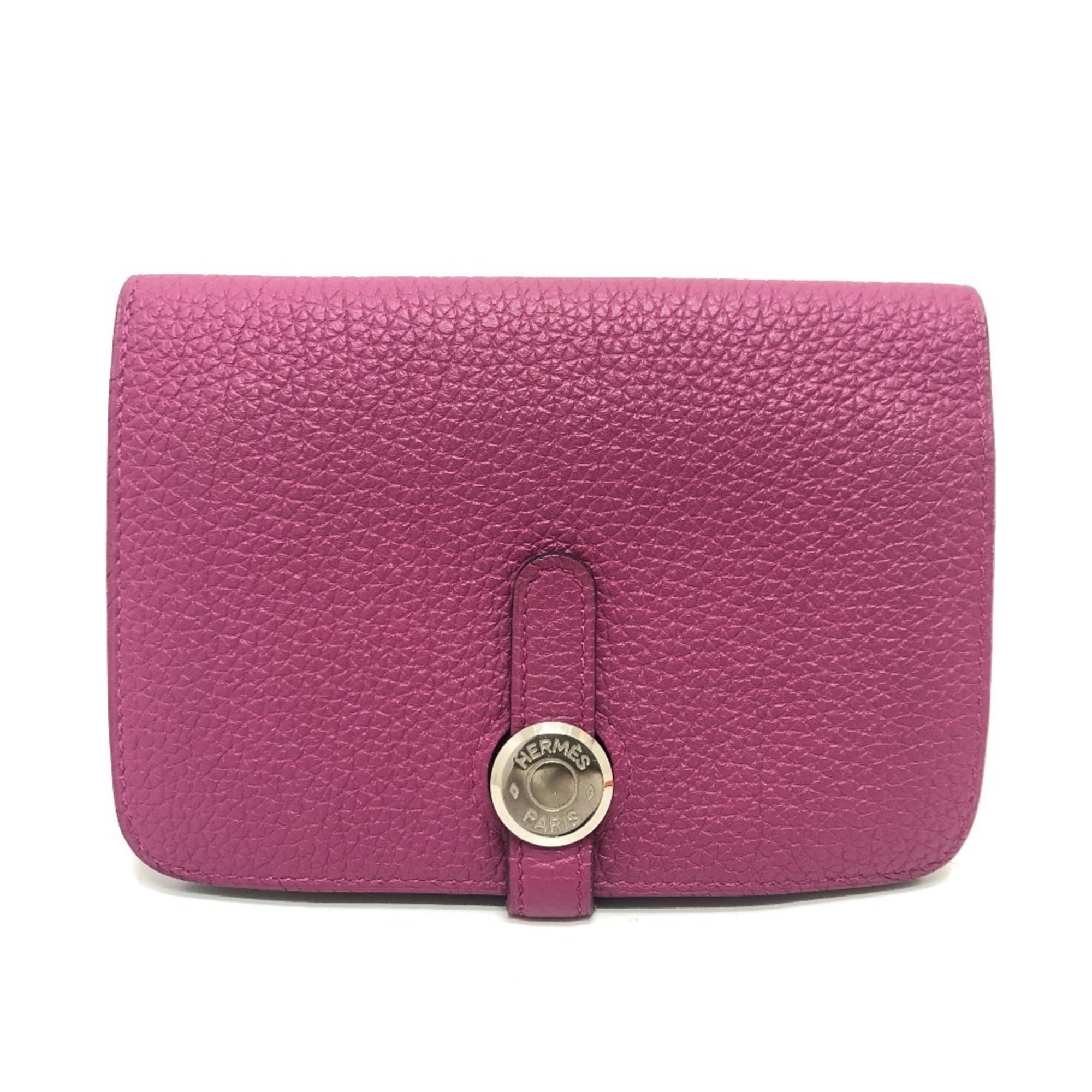 Hermes Rose Purple Taurillon Clemence Leather Card Wallet (Pre-Owned)