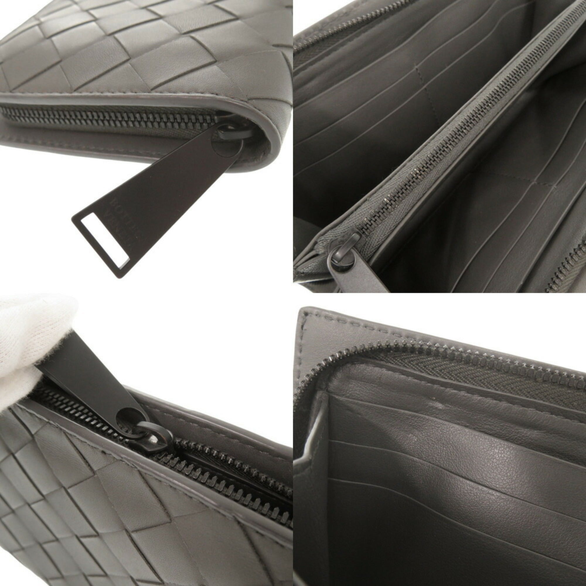 Bottega Veneta Gray Intrecciato Long Wallet (Bi-Fold) (Pre-Owned)