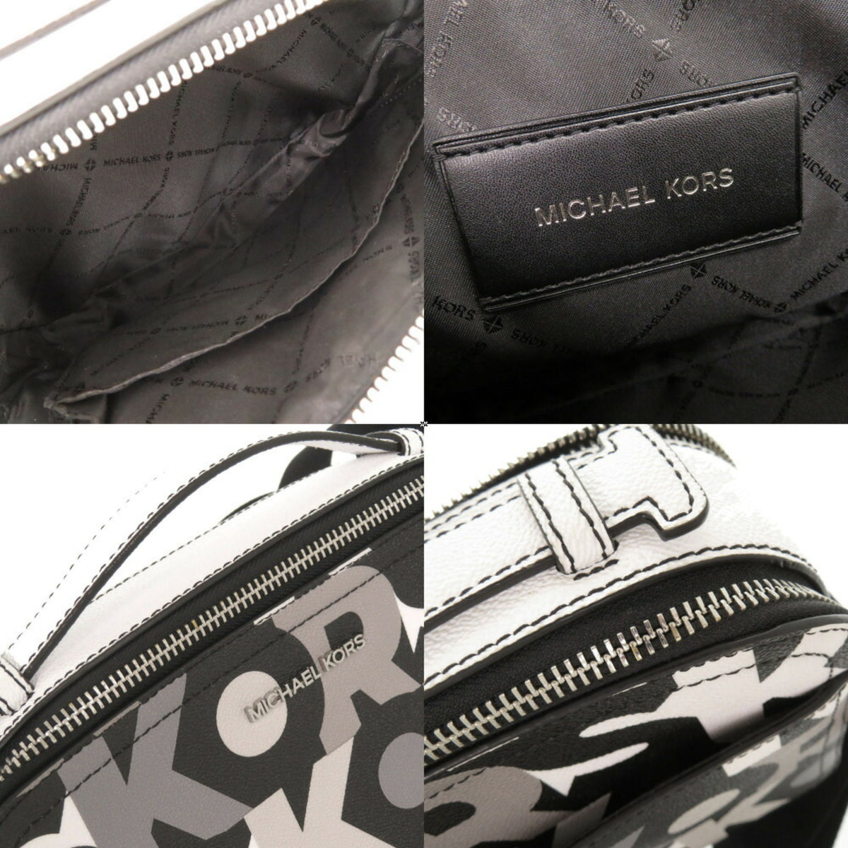 Michael Kors Black Gray White Pvc Shoulder Bag (Pre-Owned)