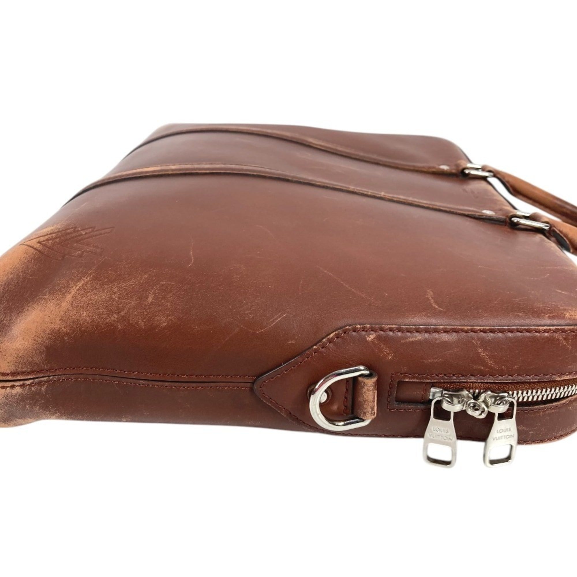 Louis Vuitton Brown Leather Handbag Tote Bag (Pre-Owned)