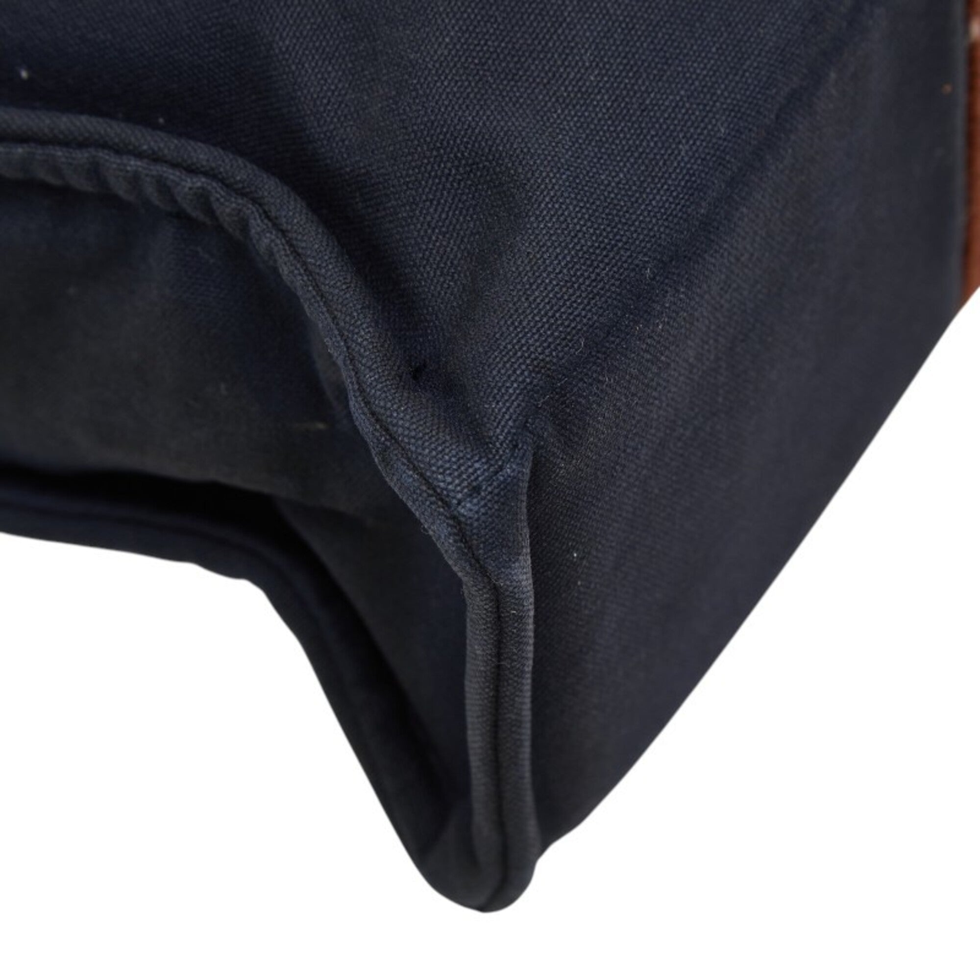 Hermes Brown Navy Cotton Handbag Tote Bag (Pre-Owned)