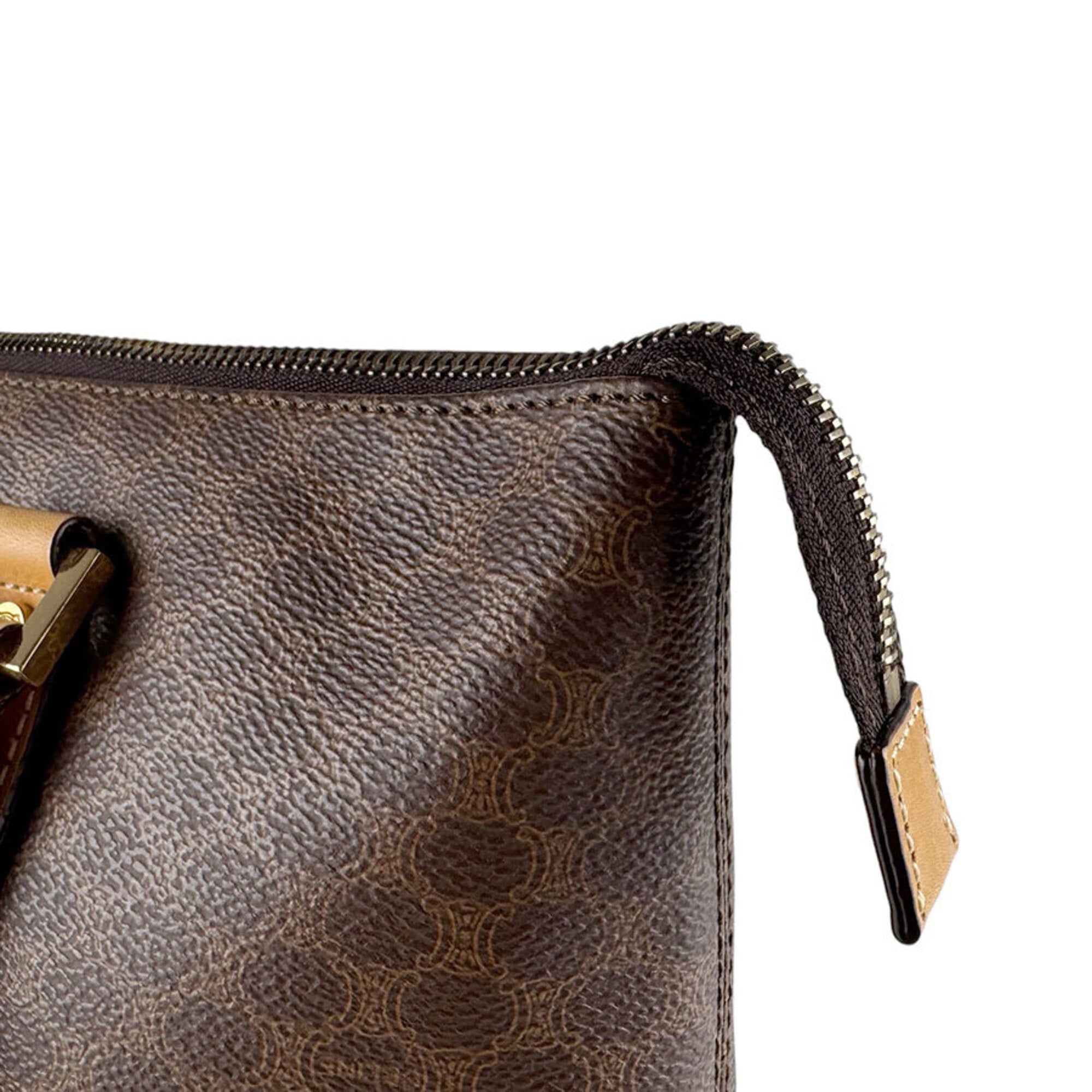 Celine Brown Coated Canvas Shoulder Bag (Pre-Owned)