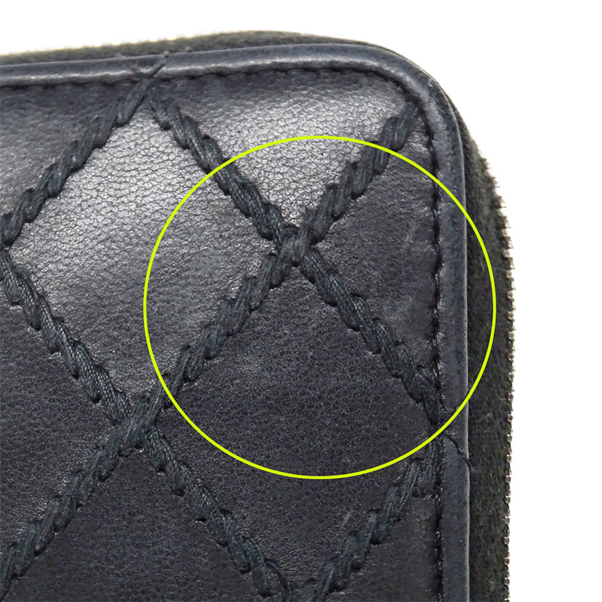 Chanel Black Leather Long Wallet (Bi-Fold) (Pre-Owned)