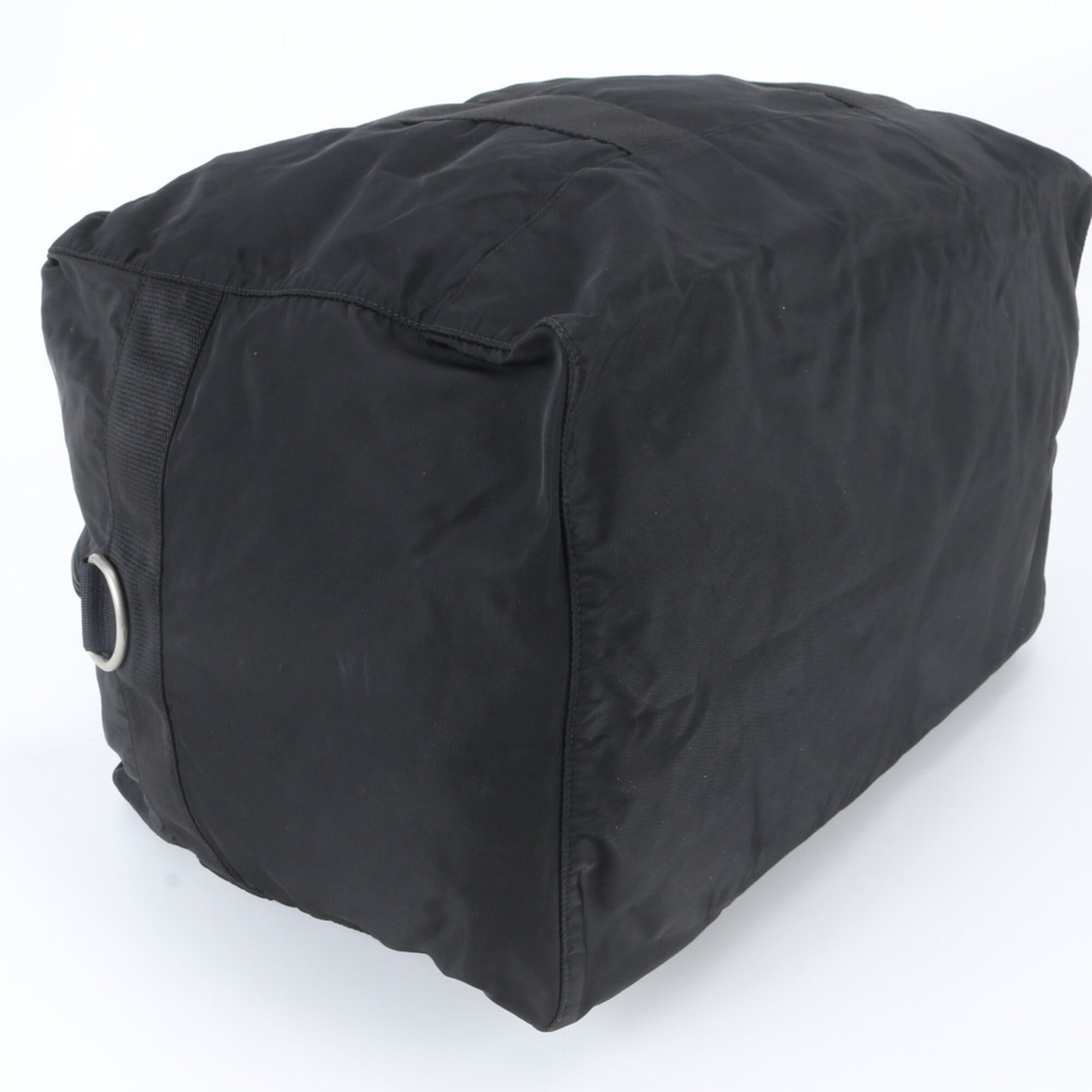 Prada Black Nylon Leather Boston Bag Tote Bag (Pre-Owned)