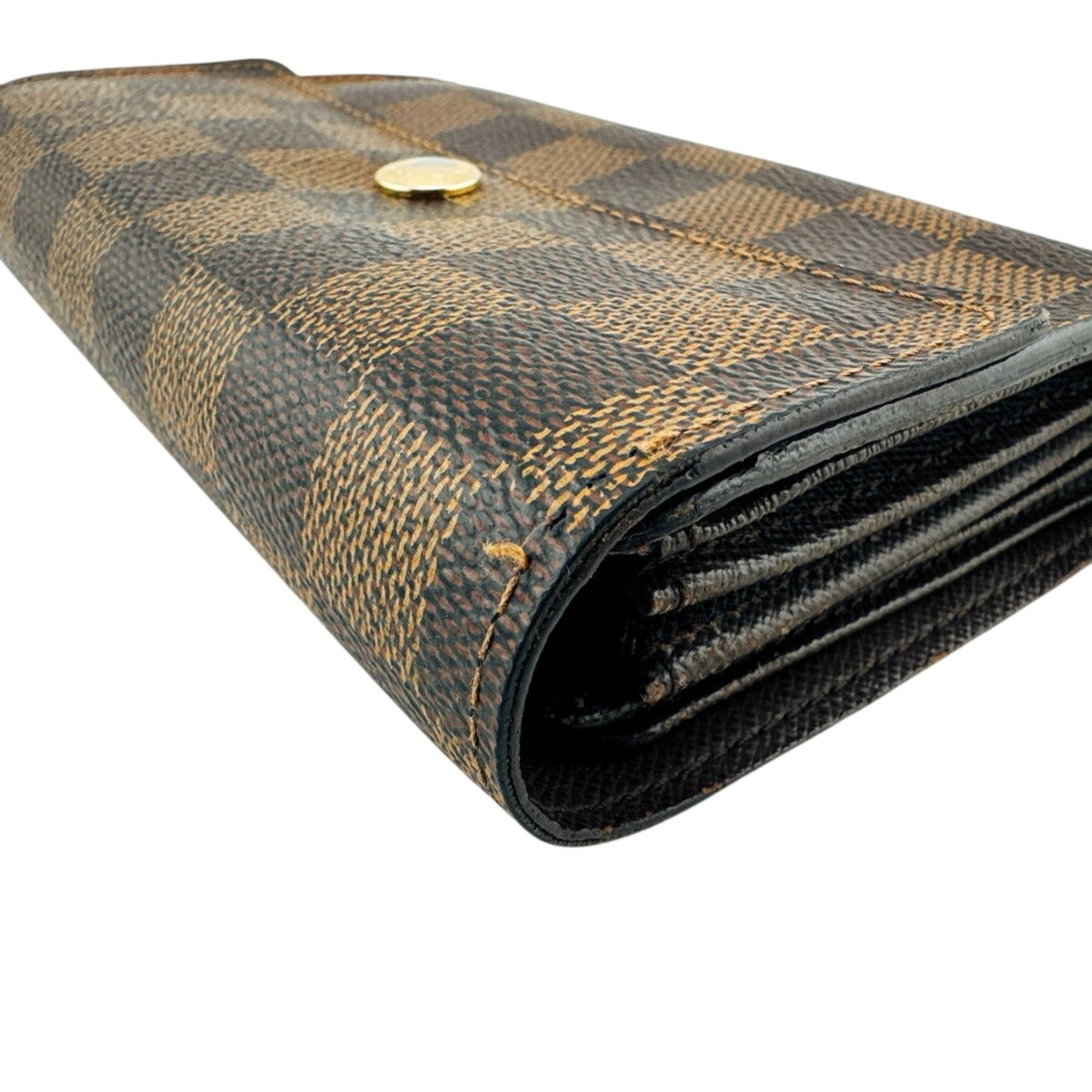 Louis Vuitton Damier Brown Leather Wallet (Tri-Fold) (Pre-Owned)