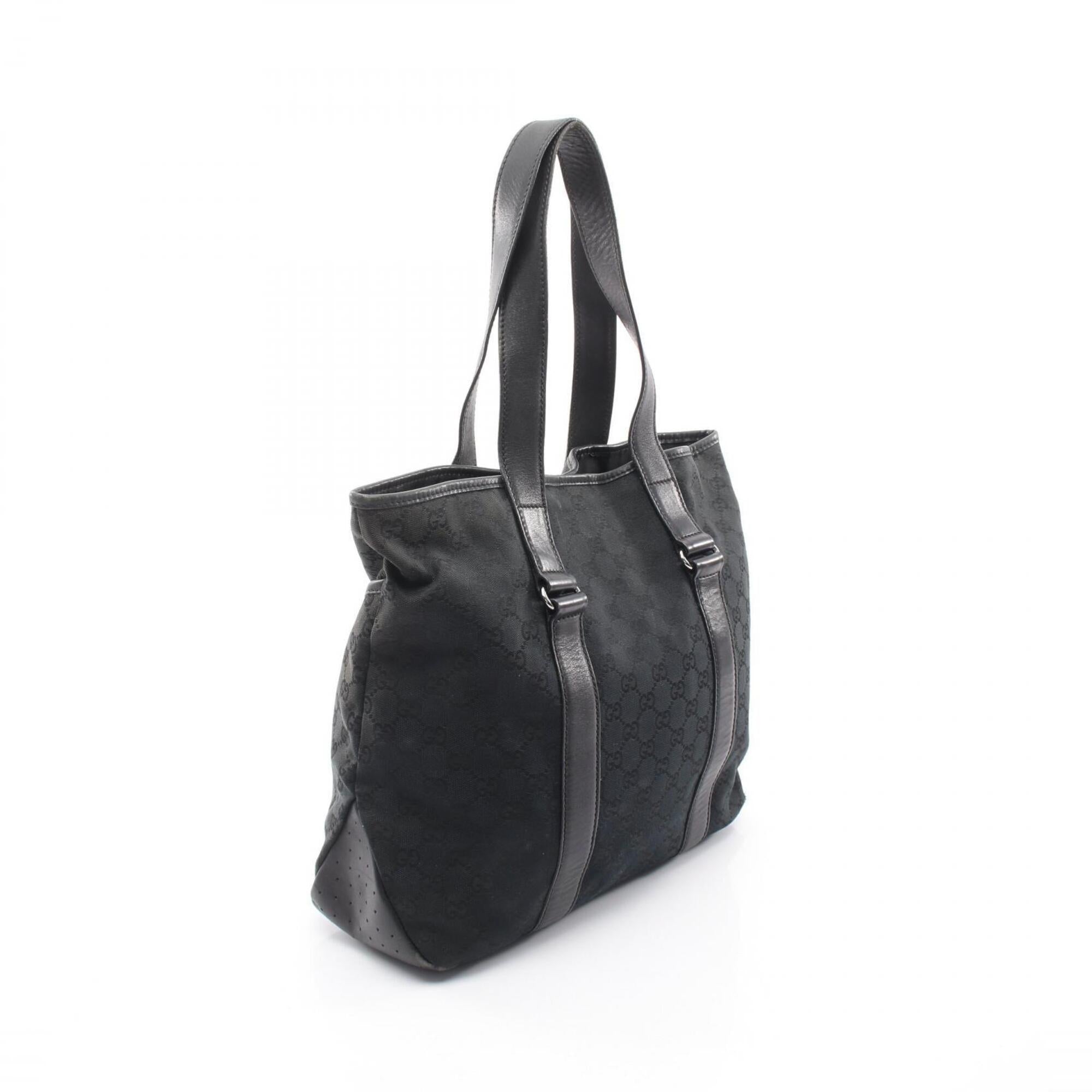Gucci Black Canvas Leather Handbag Tote Bag (Pre-Owned)