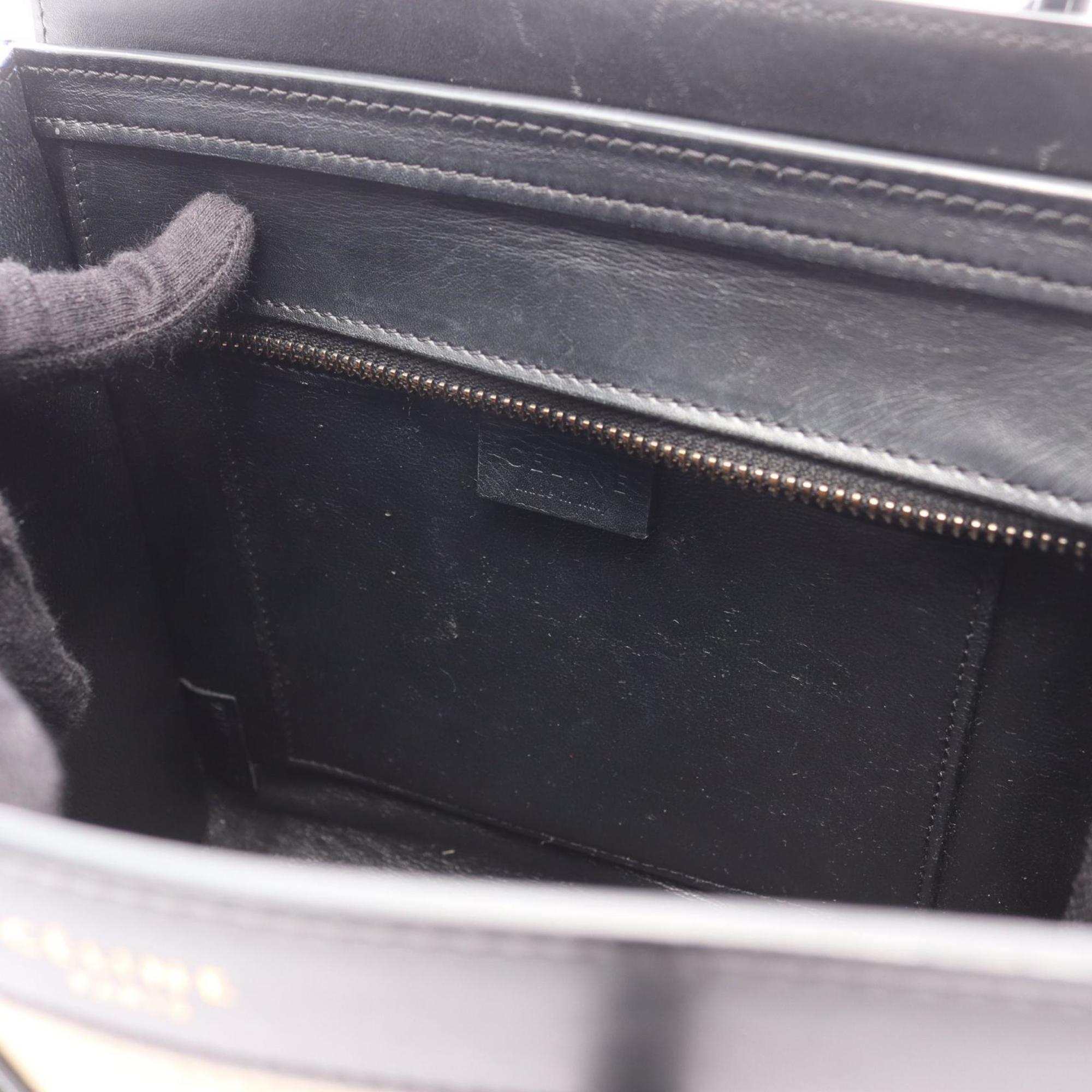 Celine Beige Black Blue Leather Handbag (Pre-Owned)