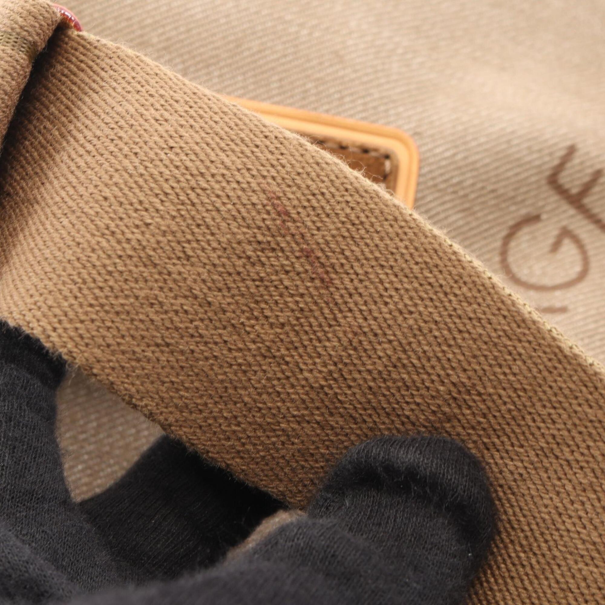 Louis Vuitton Beige Brown Canvas Suede Leather Handbag Tote Bag (Pre-Owned)