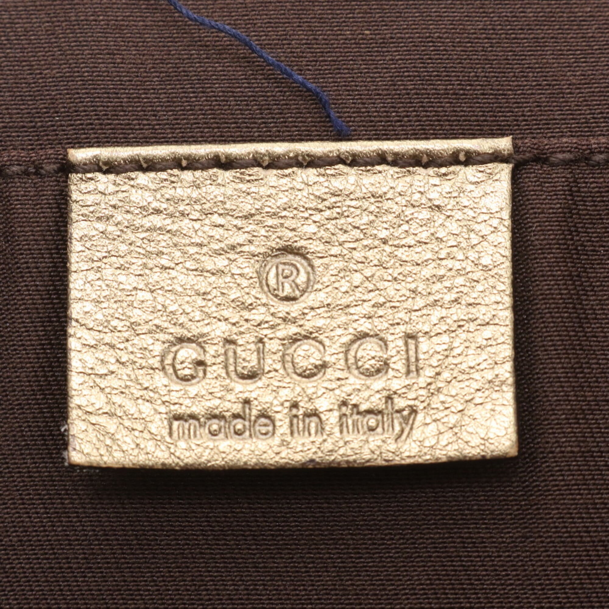 Gucci Brown Gold Leather Canvas Handbag Shoulder Bag Tote Bag (Pre-Owned)