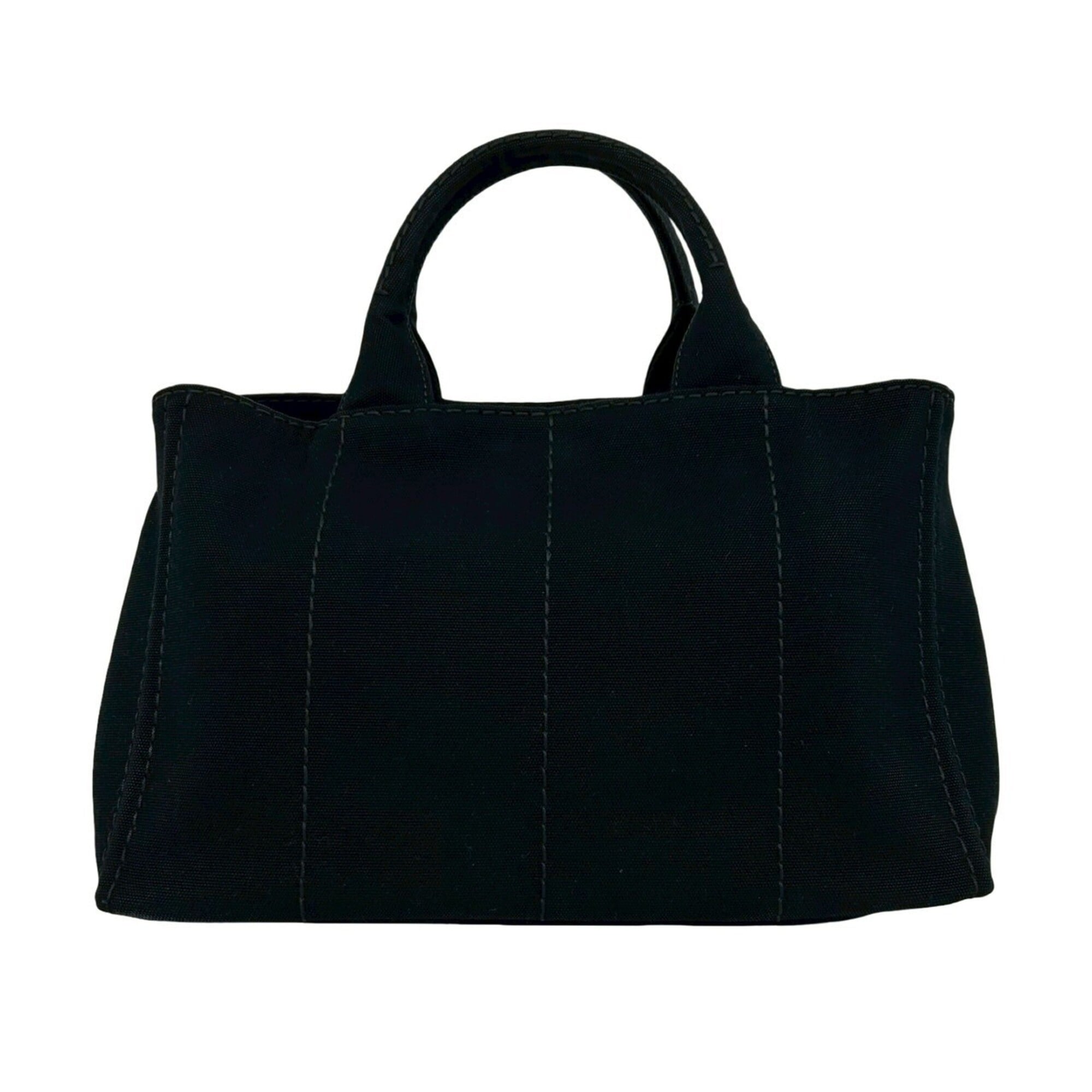 Prada Black Canvas Handbag Shoulder Bag Tote Bag (Pre-Owned)